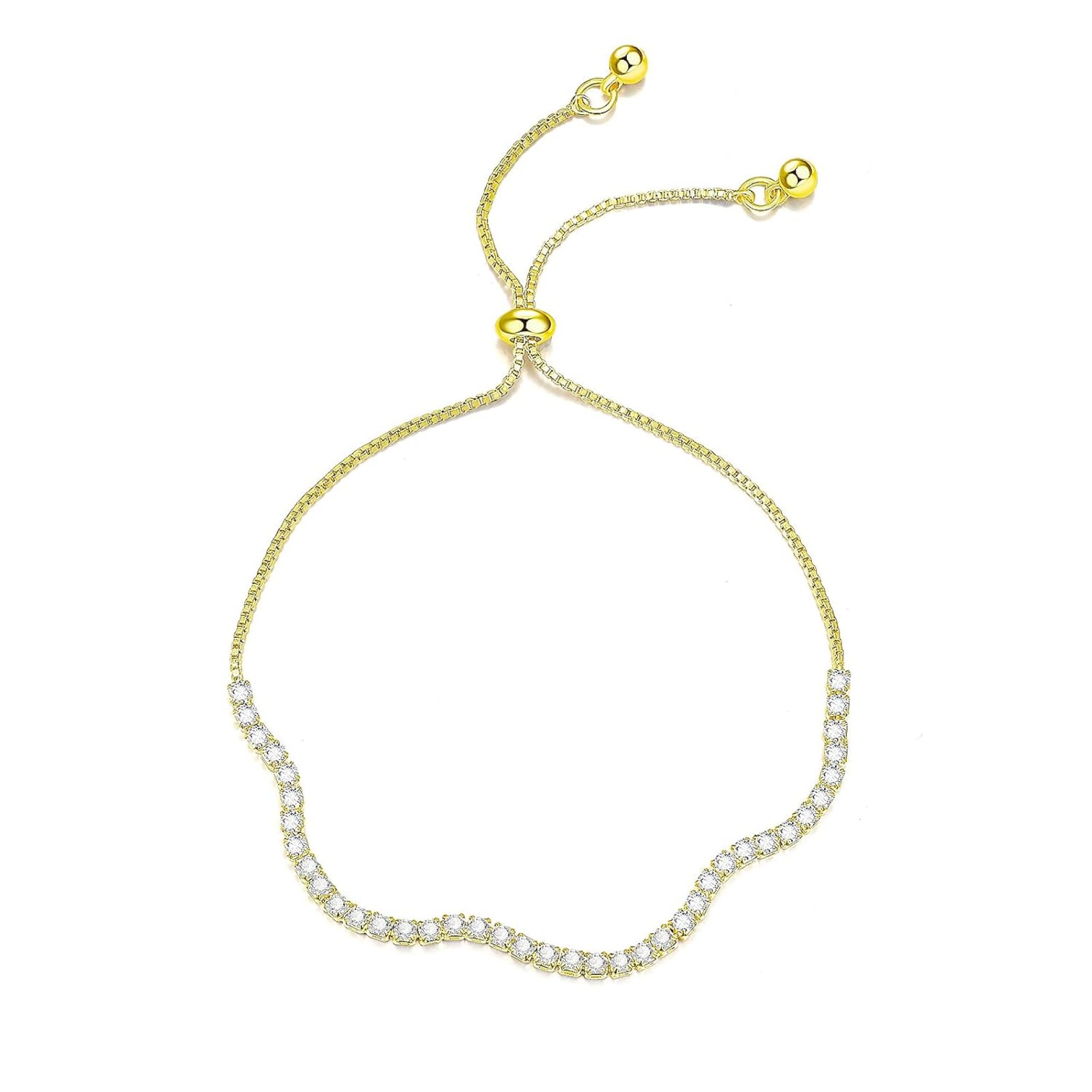Gold Hand Chain Gold Bracelets For Women Crystal Bracelet Jewelry 14K Gold Plated Bracelet Wavy Design Adjustable Slider Tennis Bracelet Gold Hand Chain Gold Bracelets For Women Crystal Bracelet Jewelry 14K Gold Plated Bracelet Wavy Design Adjustable Slider Tennis Bracelet