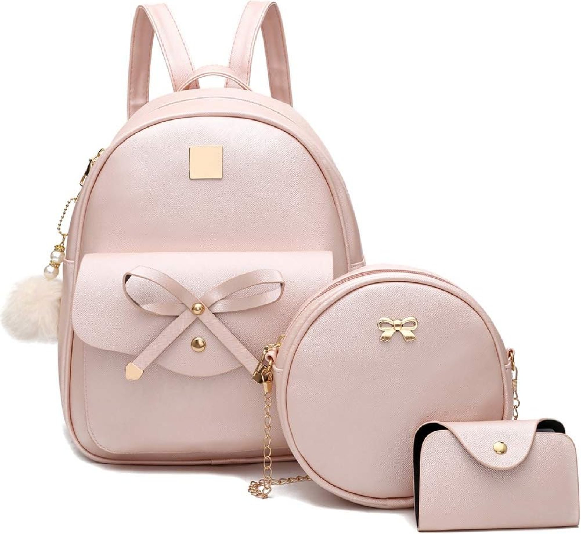 I IHAYNER Girls Bowknot 3-Pieces Fahsion Leather Backpack Backpack Purse for Women Rucksack for Ladies Shoulder Bag I IHAYNER Girls Bowknot 3-Pieces Fahsion Leather Backpack Backpack Purse for Women Rucksack for Ladies Shoulder Bag
