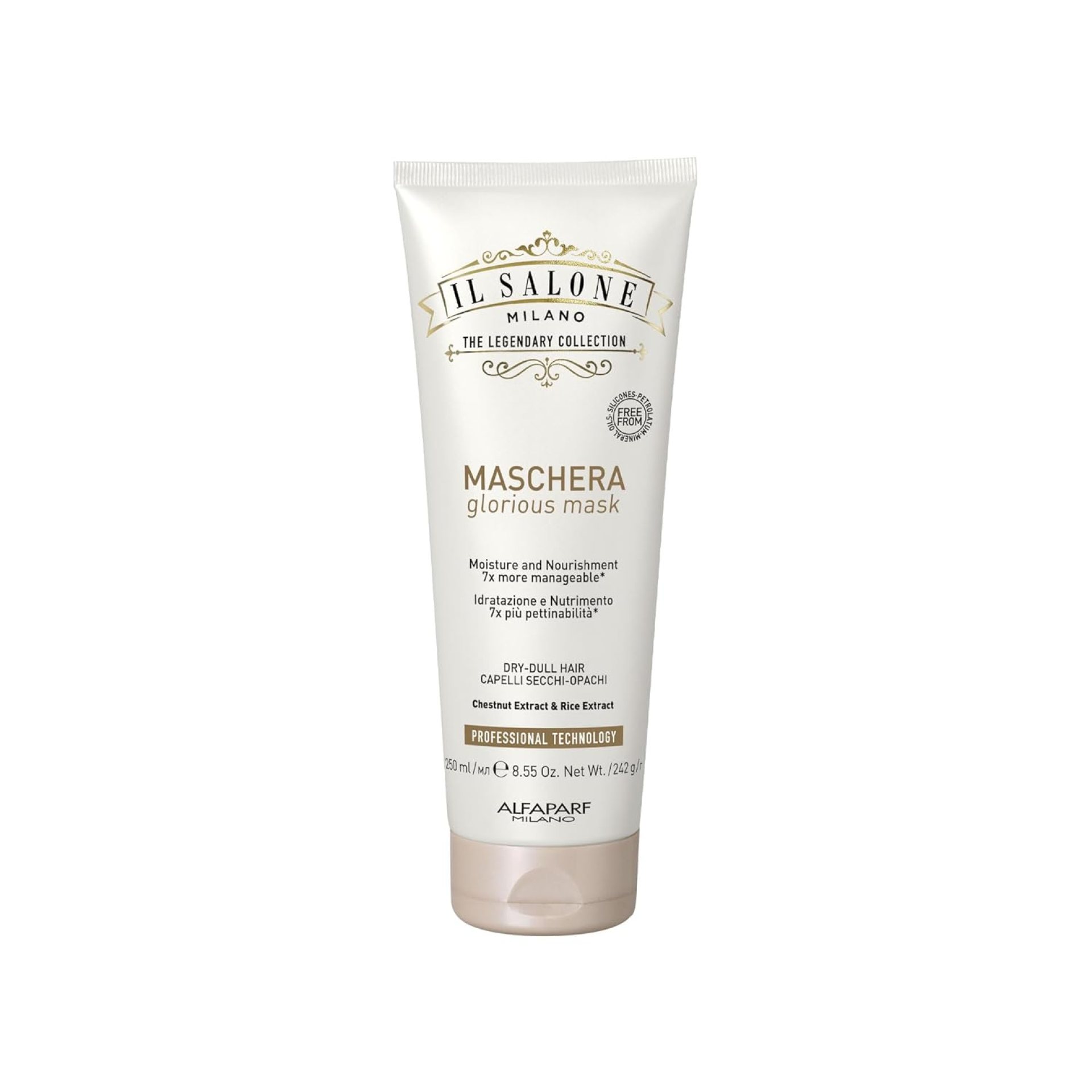 Il Salone Milano Professional Glorious Mask – Hydrating Hair Mask for Dry Hair – Increases Nourishment and Combability with Chestnut Extract & Rice Extract – Salon-Quality Hair Care (8.55 oz / 250 ml) Il Salone Milano Professional Glorious Mask – Hydrating Hair Mask for Dry Hair – Increases Nourishment and Combability with Chestnut Extract & Rice Extract – Salon-Quality Hair Care (8.55 oz / 250 ml)