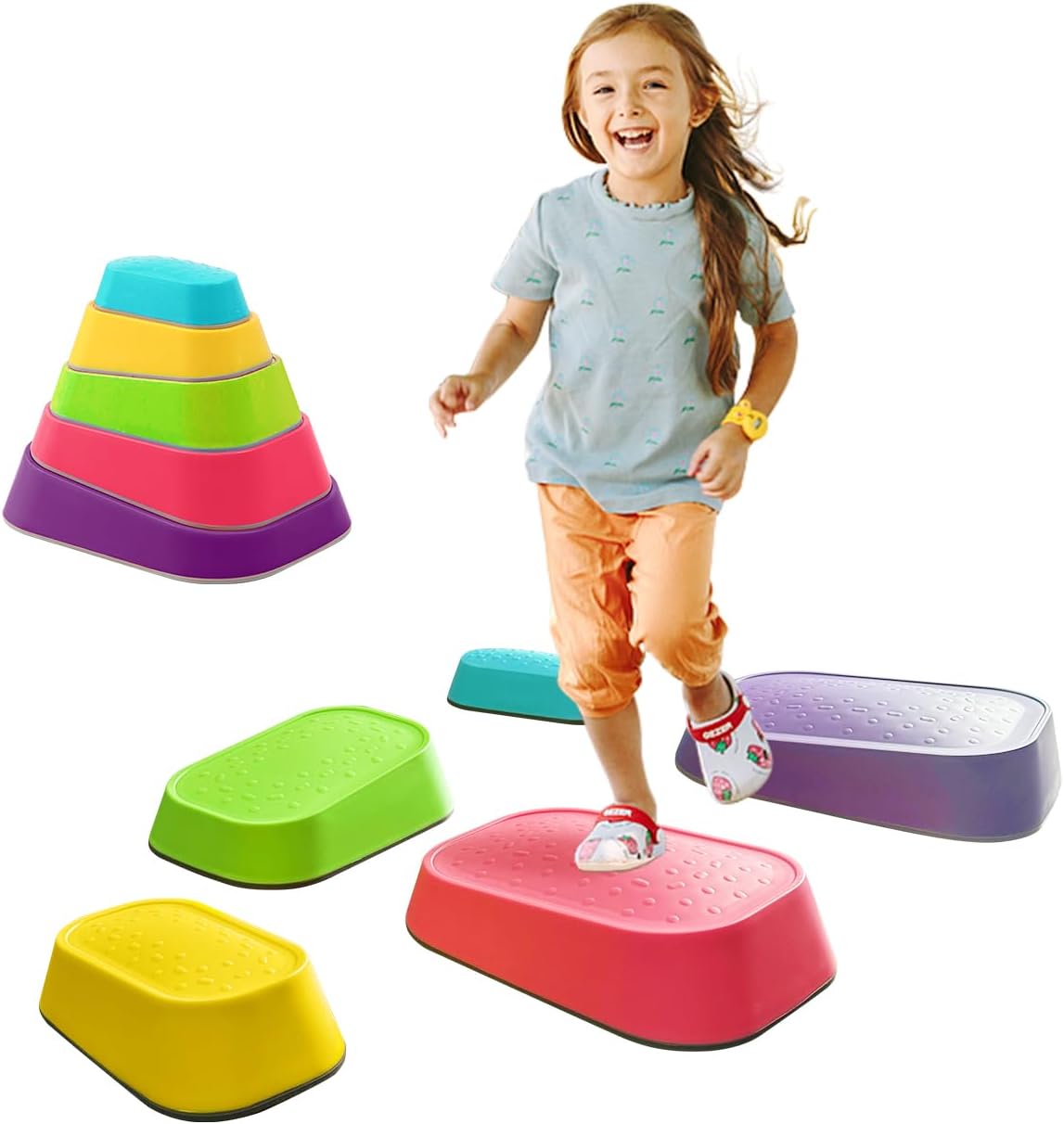Stepping stones for kids 5pcs Non-Slip Plastic Balance River Stones for toddler activities sports & outdoor kids balance Play Equipment Toys Toddler Ages 3+ years old Stepping stones for kids 5pcs Non-Slip Plastic Balance River Stones for toddler activities sports & outdoor kids balance Play Equipment Toys Toddler Ages 3+ years old