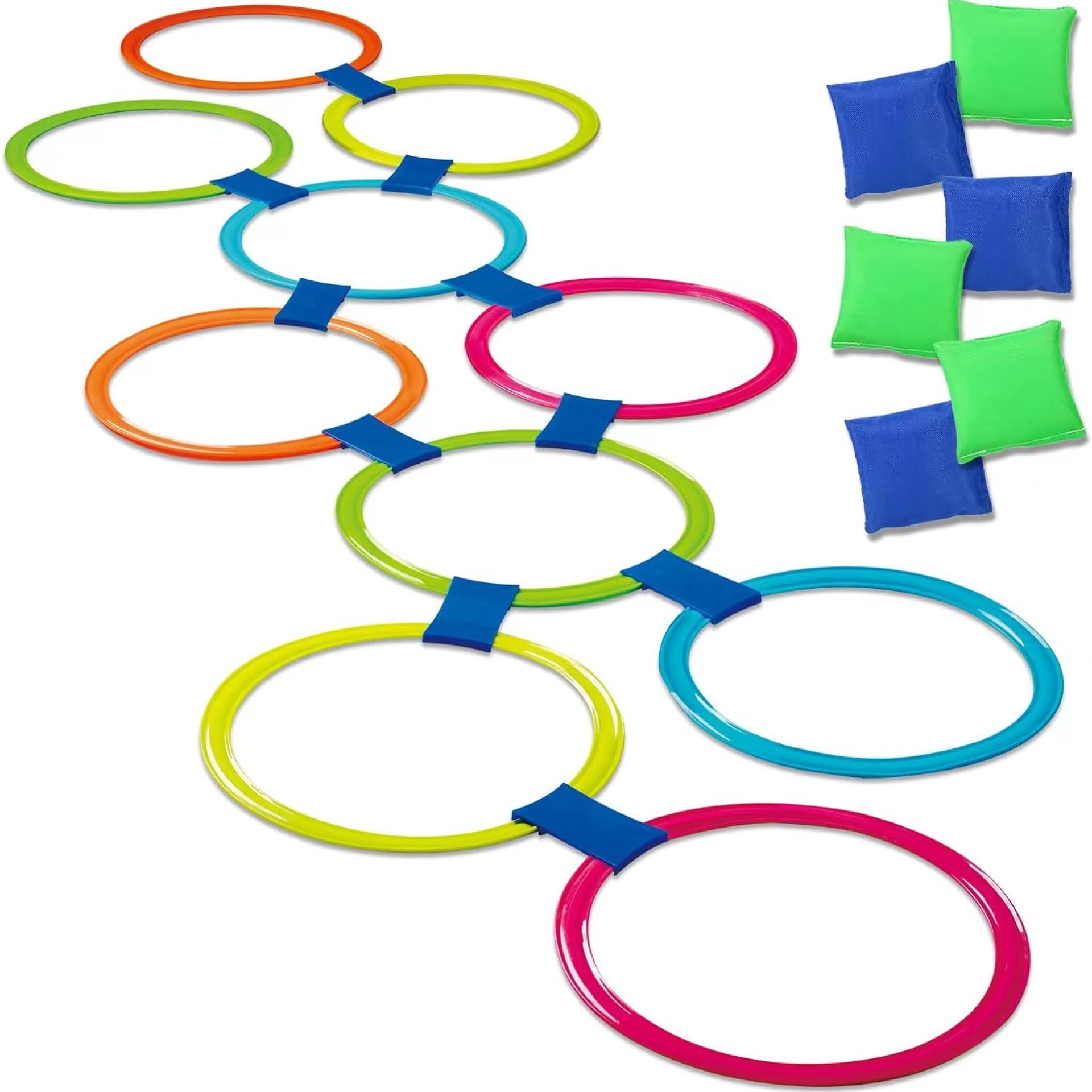 2-In-1Hopscotch & Bean Bag Toss,Combine Hopscotch Rings with Bean Bag Toss Game, Bean Bag Toss Game for Kids,Hopscotch Outdoor Game,Agility Rings,Fun Playground Toys for Boys and Girls 2-In-1Hopscotch & Bean Bag Toss,Combine Hopscotch Rings with Bean Bag Toss Game, Bean Bag Toss Game for Kids,Hopscotch Outdoor Game,Agility Rings,Fun Playground Toys for Boys and Girls