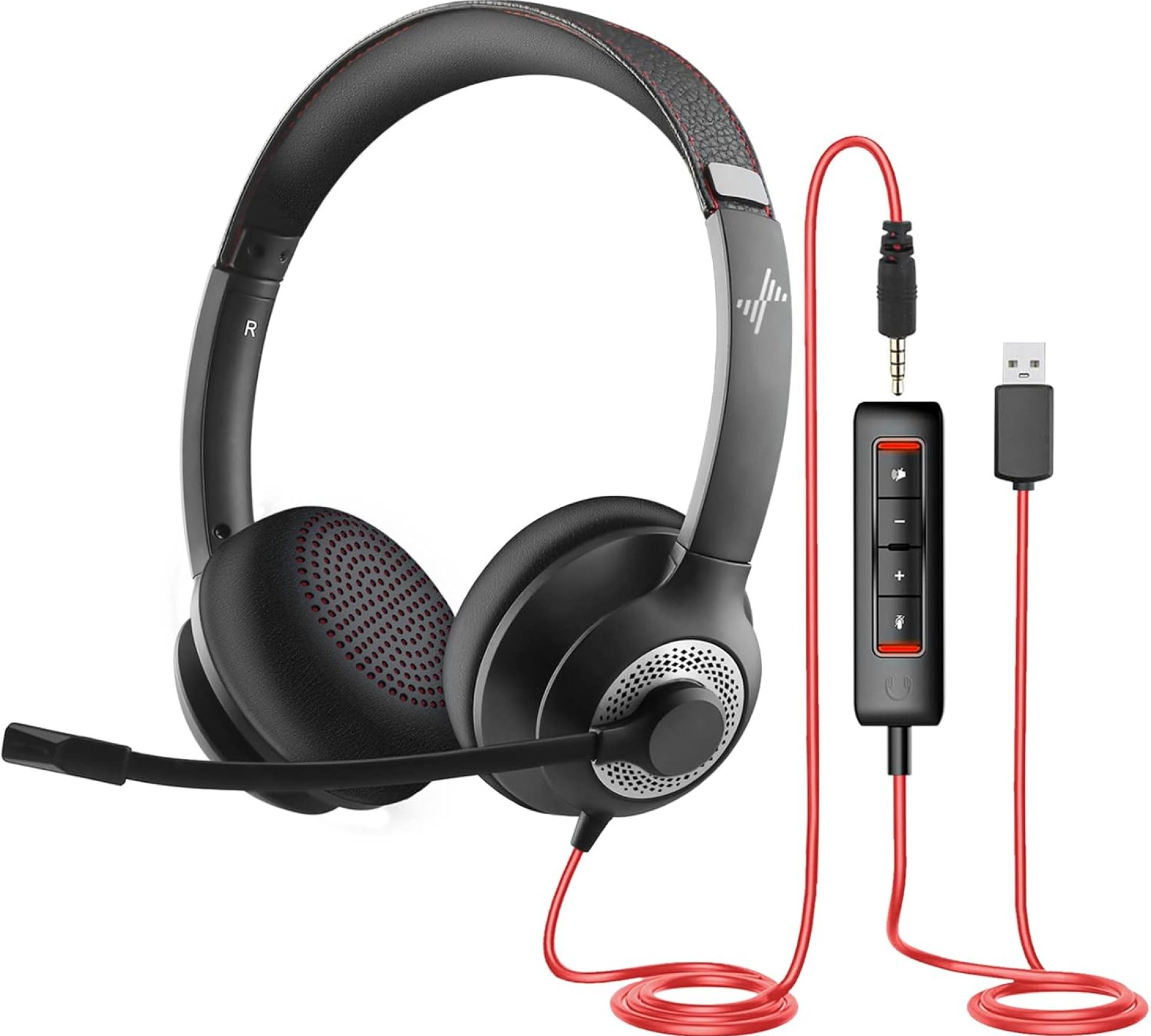 USB Headset with Mic for PC, On-Ear Computer Laptop Headphones with Noise Cancelling Microphone in-line Control for Home Office Online Class Skype Zoom (USB+3.5mm, Black) USB Headset with Mic for PC, On-Ear Computer Laptop Headphones with Noise Cancelling Microphone in-line Control for Home Office Online Class Skype Zoom (USB+3.5mm, Black)