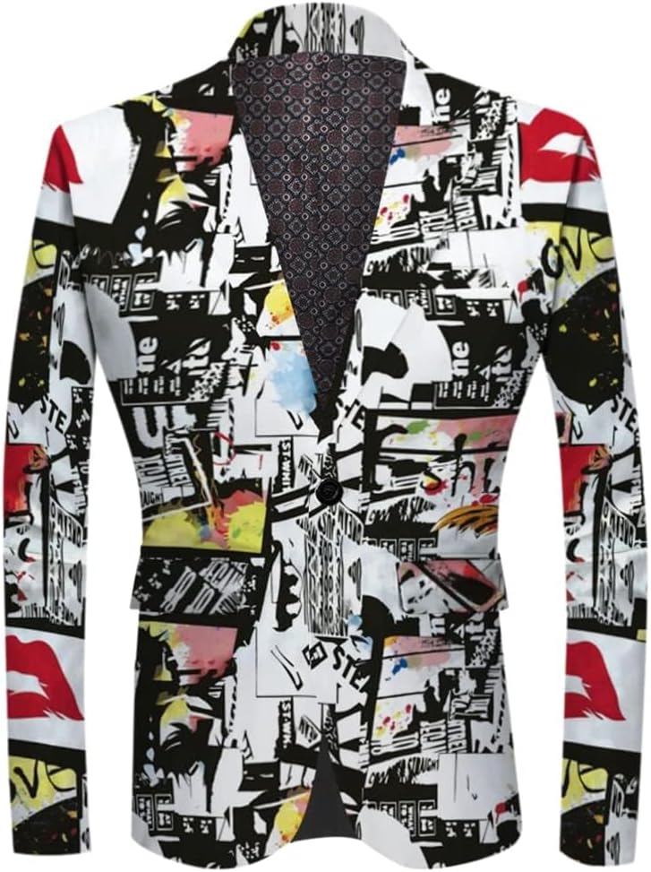 Cloudstyle Men’s Fashion Slim Fit Casual Print One Button Suit Jacket Blazer Cloudstyle Men’s Fashion Slim Fit Casual Print One Button Suit Jacket Blazer