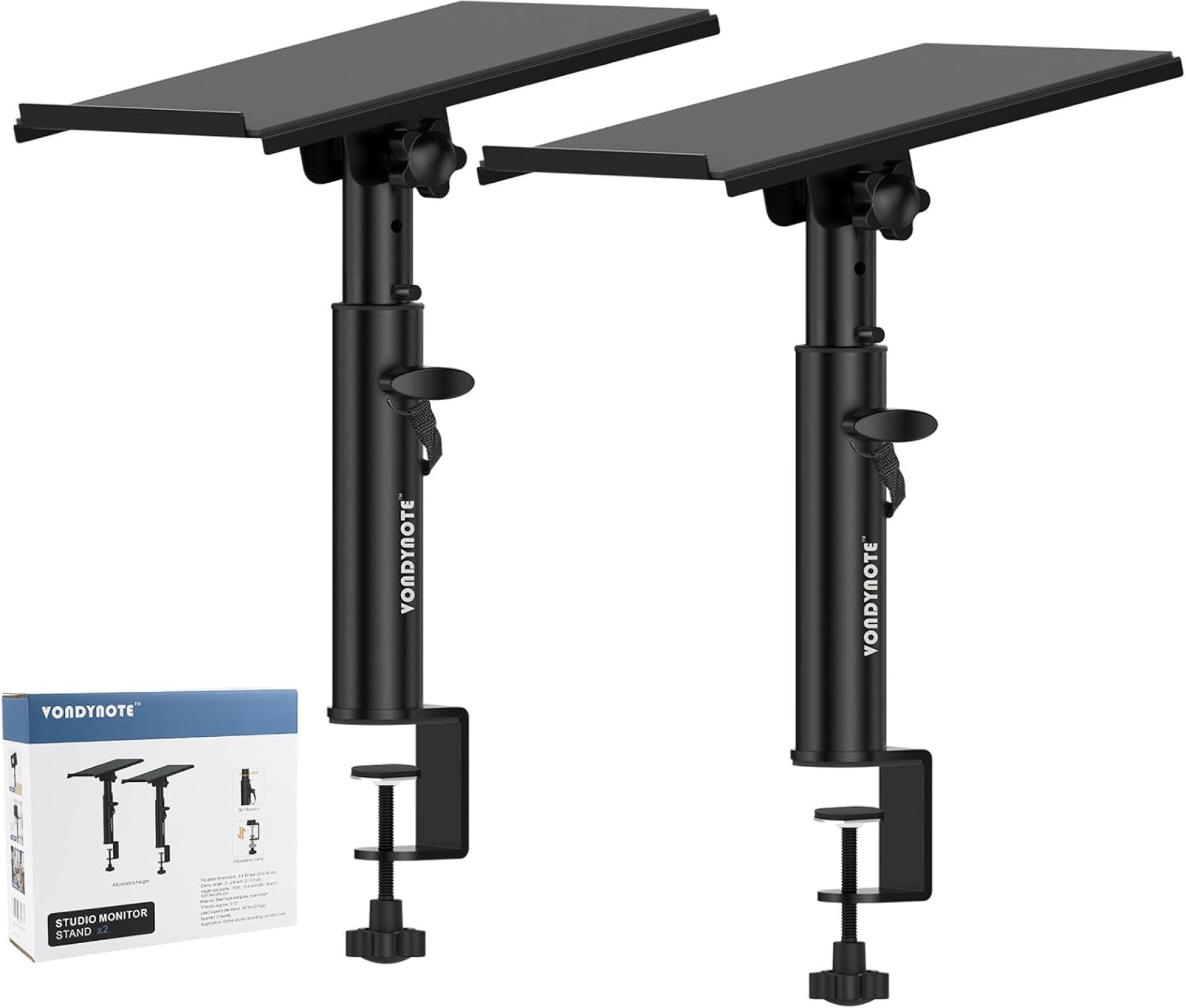 Studio Monitor Stands Pair Heavy Duty Desk Clamp Speaker Stands with Adjustable Tilt Angle Tray of 0-12 ° Studio Monitor Stands Pair Heavy Duty Desk Clamp Speaker Stands with Adjustable Tilt Angle Tray of 0-12 °