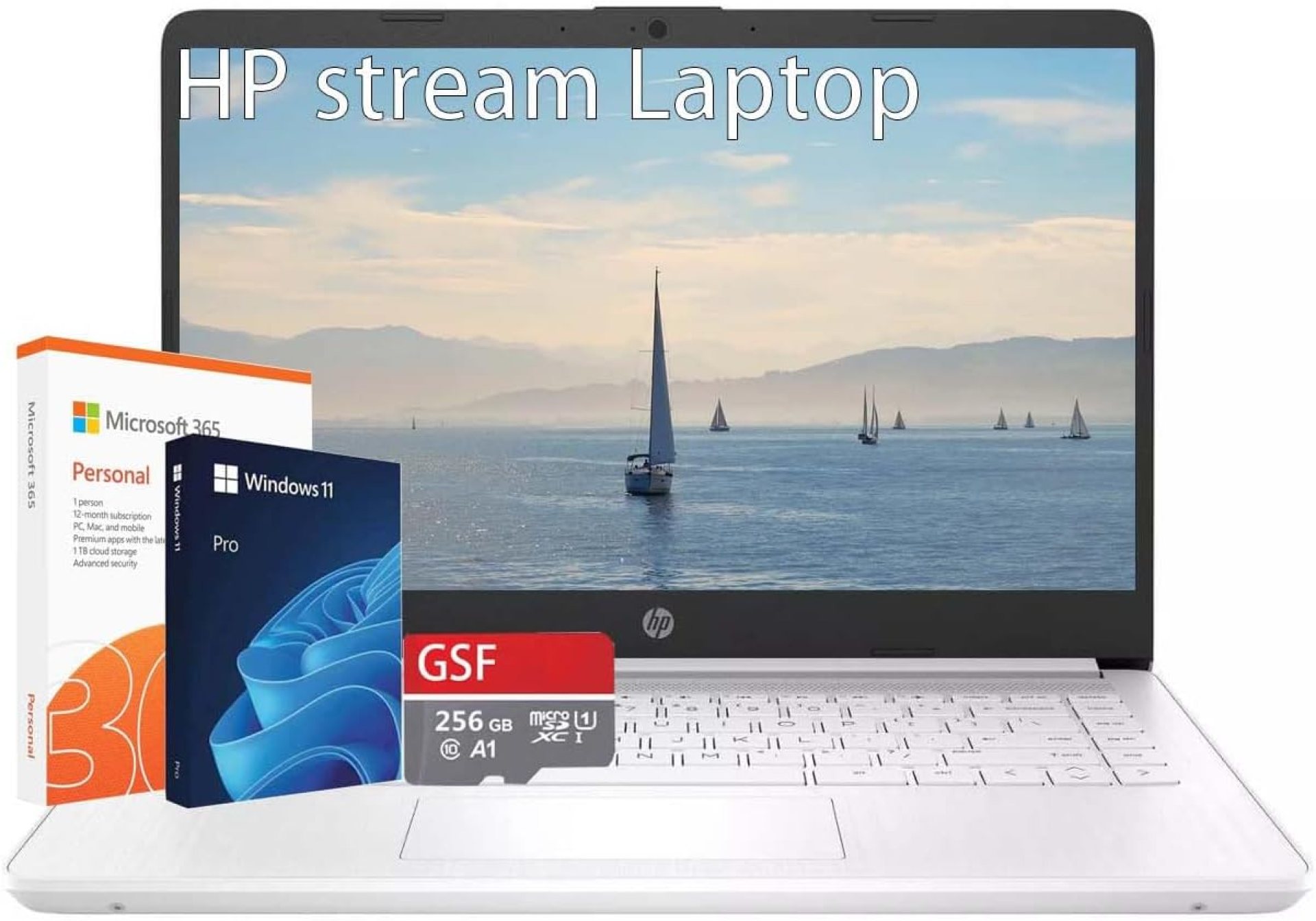 HP Stream 14 Inch Laptop Student Business, Windows 11 Pro, Microsoft 365, Intel Quad-core, 16GB RAM, 320GB Storage(64GB eMMC+256GB MSD), 1TB Cloud Storage, Ultra Light, Webcam, White, with Hub HP Stream 14 Inch Laptop Student Business, Windows 11 Pro, Microsoft 365, Intel Quad-core, 16GB RAM, 320GB Storage(64GB eMMC+256GB MSD), 1TB Cloud Storage, Ultra Light, Webcam, White, with Hub