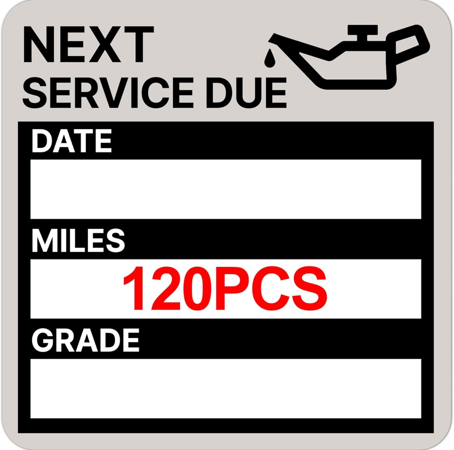 for Oil Change Sticker Static Cling, Clear Stickers 120 Pcs 2”x 2” Next Service Due Sticker for Windshield, Easy to Peel with No Residue for Car Auto Vehicle Window (Black-Grey) for Oil Change Sticker Static Cling, Clear Stickers 120 Pcs 2”x 2” Next Service Due Sticker for Windshield, Easy to Peel with No Residue for Car Auto Vehicle Window (Black-Grey)
