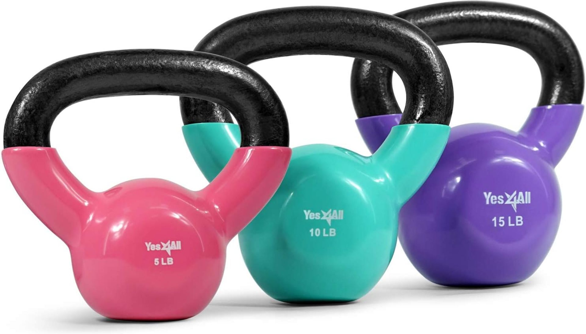 Yes4All Kettlebell Set Vinyl Coated Weights Combo for Full Body Workout Equipment Push up, Grip Strength Training, Dumbbell Weights Exercises Yes4All Kettlebell Set Vinyl Coated Weights Combo for Full Body Workout Equipment Push up, Grip Strength Training, Dumbbell Weights Exercises