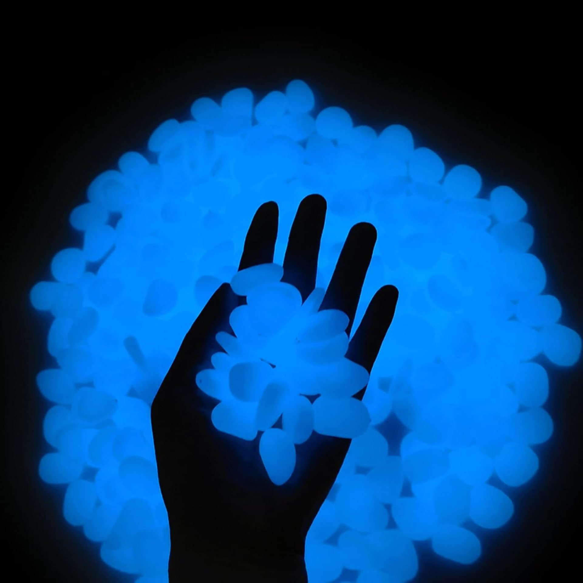 GLOCARNIVAL Glow Pebbles, 480 pcs Blue Glowing Rocks for Outdoor Decor, Garden Lawn Yard, Aquarium, Walkway, Fish Tank, Pathway, Luminous Pebbles Powered by Light or Solar GLOCARNIVAL Glow Pebbles, 480 pcs Blue Glowing Rocks for Outdoor Decor, Garden Lawn Yard, Aquarium, Walkway, Fish Tank, Pathway, Luminous Pebbles Powered by Light or Solar