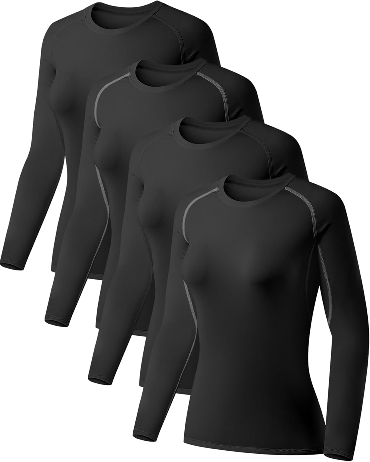 TELALEO 4 Pack Women’s Compression Shirt Long Sleeve Performance Workout Baselayer Athletic Top Sports Gear TELALEO 4 Pack Women’s Compression Shirt Long Sleeve Performance Workout Baselayer Athletic Top Sports Gear
