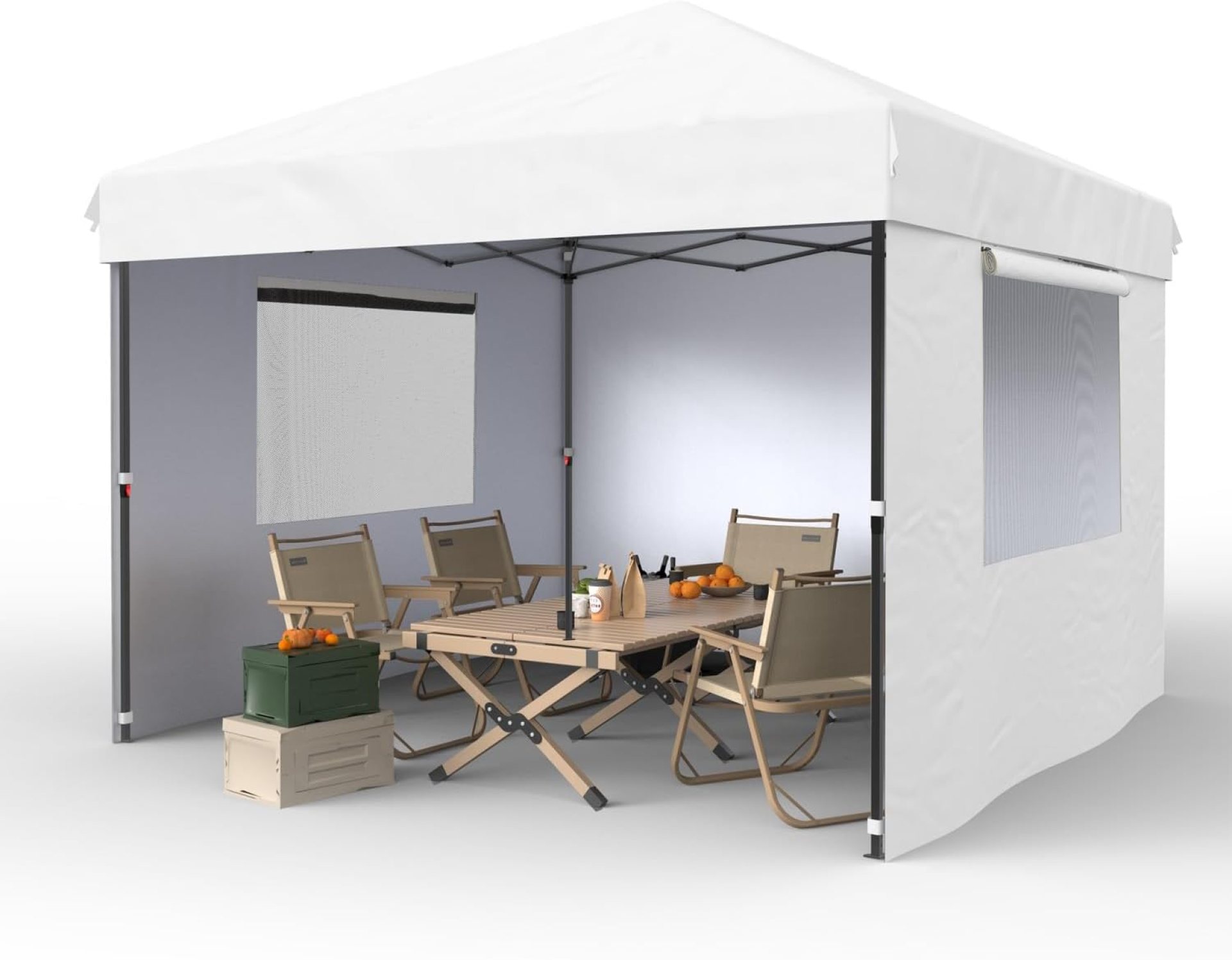 10×10 Pop Up Canopy with 3 Sidewalls – Easy Up Camping Tent with One Button Push Setup – 1 Roller Bag, 3 Adjustable Height, 4 Weight Bags for Deck, Garden, Sports, Beach, Party – White 10×10 Pop Up Canopy with 3 Sidewalls – Easy Up Camping Tent with One Button Push Setup – 1 Roller Bag, 3 Adjustable Height, 4 Weight Bags for Deck, Garden, Sports, Beach, Party – White