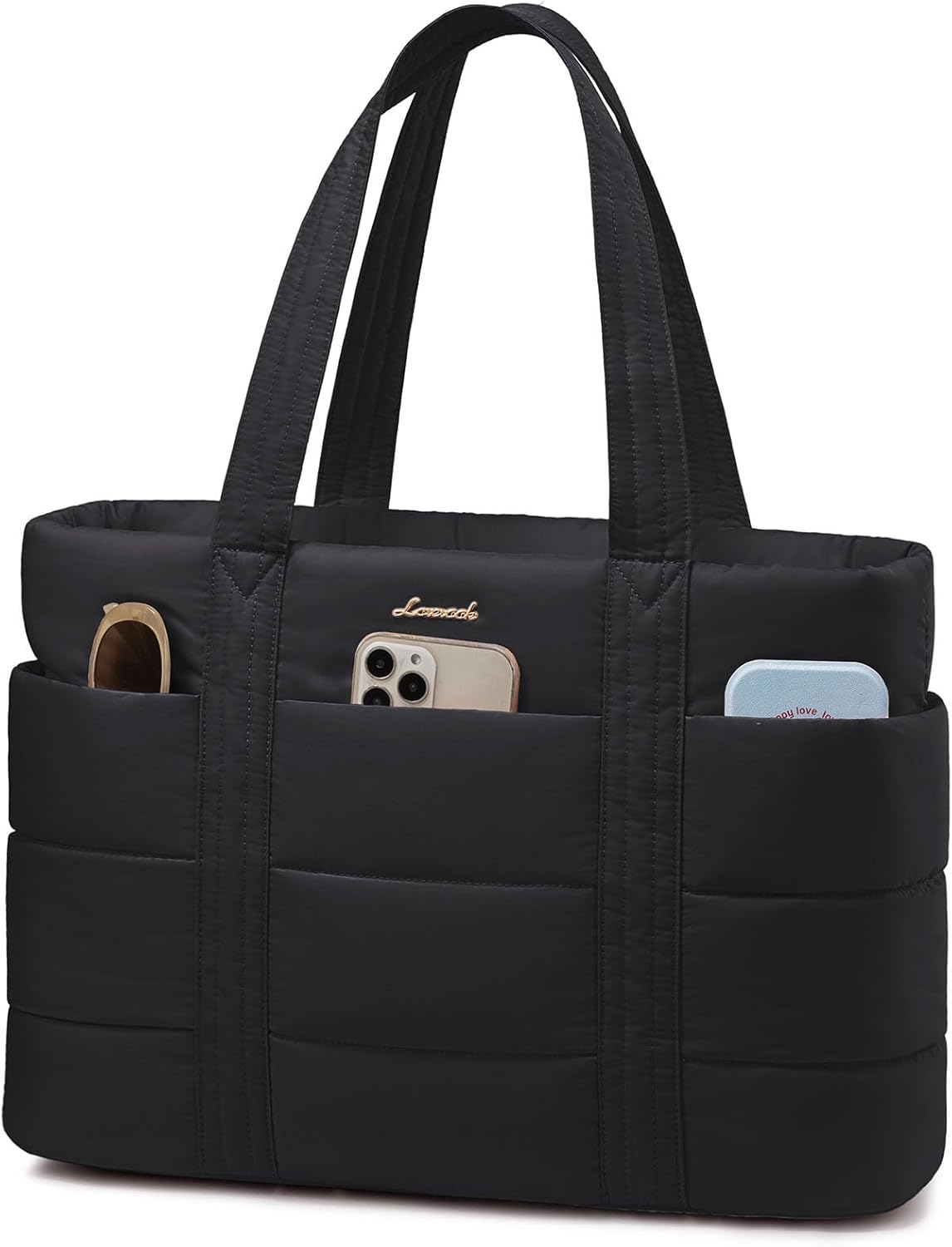 LOVEVOOK Tote Bag for Women, Large Puffer Work Tote Laptop Bag, Lightweight Travel Tote Bag with Zipper Gifts for Women LOVEVOOK Tote Bag for Women, Large Puffer Work Tote Laptop Bag, Lightweight Travel Tote Bag with Zipper Gifts for Women