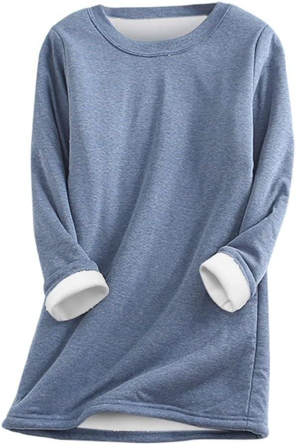Winter Fleece Lined Warm Shirts for Women Solid Color Raglan Long Sleeve Crewneck Tunic Tees Casual Thermal Top Winter Fleece Lined Warm Shirts for Women Solid Color Raglan Long Sleeve Crewneck Tunic Tees Casual Thermal Top