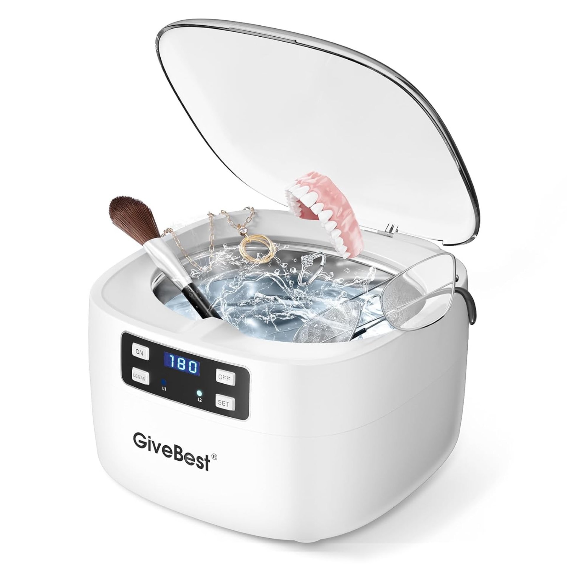 GiveBest 25 OZ Ultrasonic Jewelry Cleaner with 5 Digital Timer and Degassing Function, 43Khz Jewelry Cleaner Ultrasonic Machine for Rings, Jewelry Cleaning for Necklaces, Eyeglasses Cleaner GiveBest 25 OZ Ultrasonic Jewelry Cleaner with 5 Digital Timer and Degassing Function, 43Khz Jewelry Cleaner Ultrasonic Machine for Rings, Jewelry Cleaning for Necklaces, Eyeglasses Cleaner