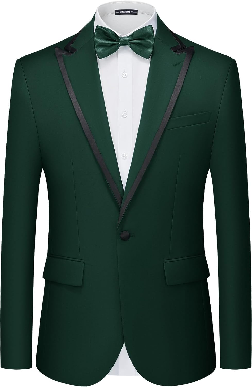 MAGE MALE Mens Blazer Slim Fit Suit Jacket Peak Lapel Business Lightweight One Button Sport Coat with Bow Tie MAGE MALE Mens Blazer Slim Fit Suit Jacket Peak Lapel Business Lightweight One Button Sport Coat with Bow Tie