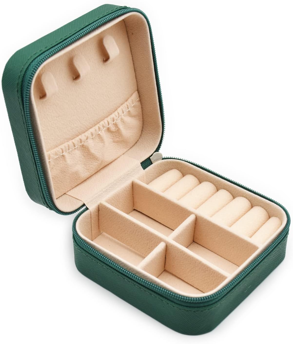 MODENGKONGJIAN Mini Jewelry Travel Case, PU Leather Travel Jewelry Organizer Box, Small Portable Portable Jewellery Storage Holder for Womens Rings Earrings Necklaces Bracelets (Green) MODENGKONGJIAN Mini Jewelry Travel Case, PU Leather Travel Jewelry Organizer Box, Small Portable Portable Jewellery Storage Holder for Womens Rings Earrings Necklaces Bracelets (Green)