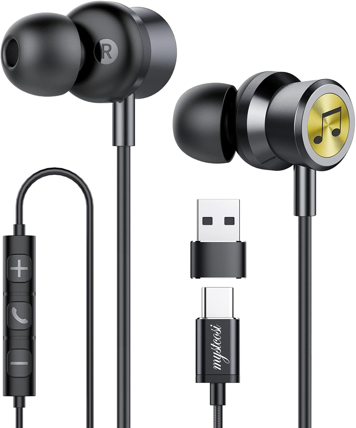 Wired Headphones with USB-c Plug for Laptop with Microphone, Ear Buds with Magnetic Noise Canceling Headset Compatible for PC iPad Pro Samsung MacBook (Black2) Wired Headphones with USB-c Plug for Laptop with Microphone, Ear Buds with Magnetic Noise Canceling Headset Compatible for PC iPad Pro Samsung MacBook (Black2)