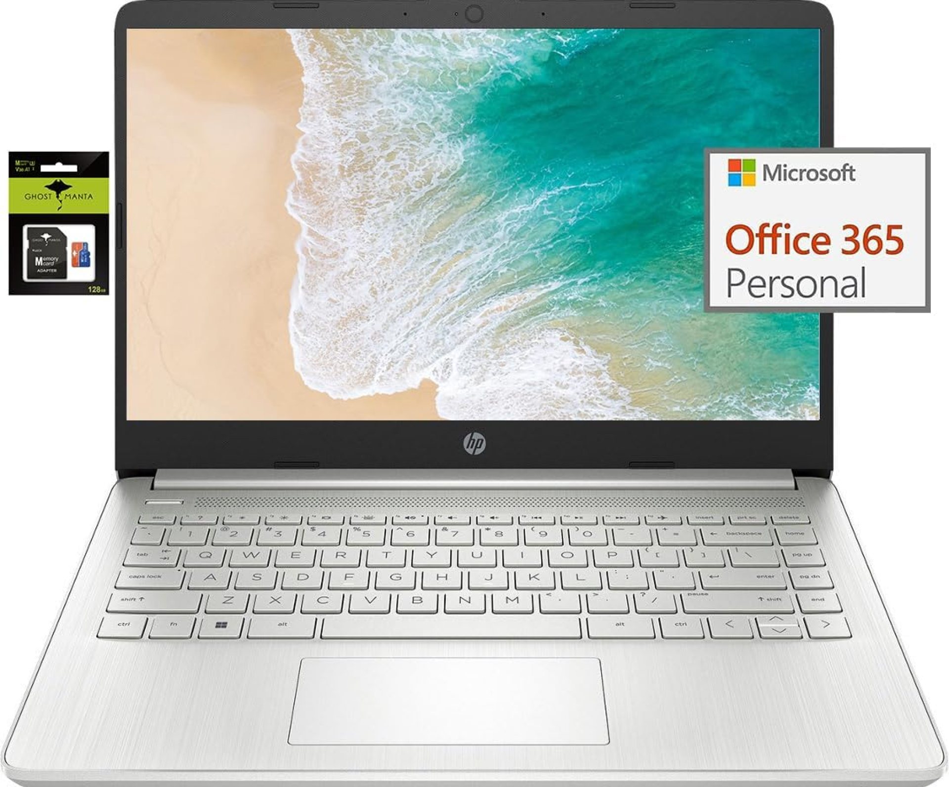 HP Laptop Computer 14″ Ultral Light for Students and Business, 4 Cores Intel Celeron, 16GB RAM, 256GB Storage(128GB eMMC+128GB Ghost Manta SD), 1 Year Office 365, Webcam, HDMI, WiFi, USB-C, Win 11 S HP Laptop Computer 14″ Ultral Light for Students and Business, 4 Cores Intel Celeron, 16GB RAM, 256GB Storage(128GB eMMC+128GB Ghost Manta SD), 1 Year Office 365, Webcam, HDMI, WiFi, USB-C, Win 11 S
