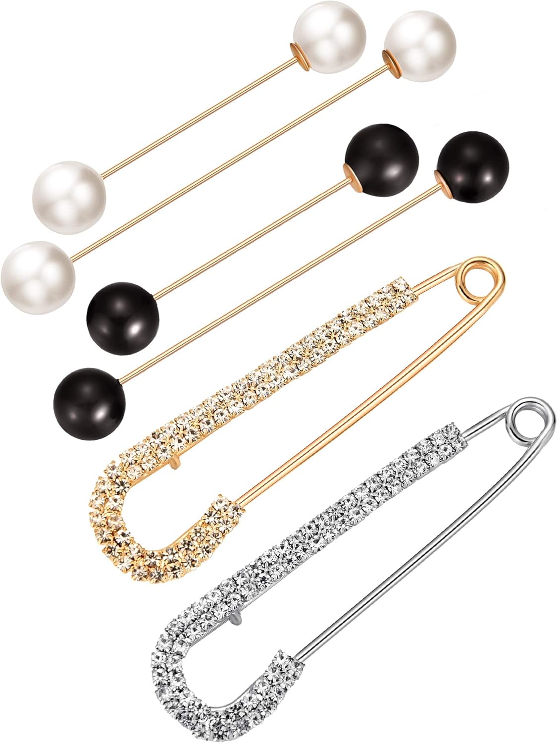 6 Pieces Women Brooch Pins Sweater Shawl Cardigan Collar Clips Retro Pearl Crystal Dress Shirt Clip for Back Cinch and Waist for Women Girl Clothing Costume Accessory 6 Pieces Women Brooch Pins Sweater Shawl Cardigan Collar Clips Retro Pearl Crystal Dress Shirt Clip for Back Cinch and Waist for Women Girl Clothing Costume Accessory
