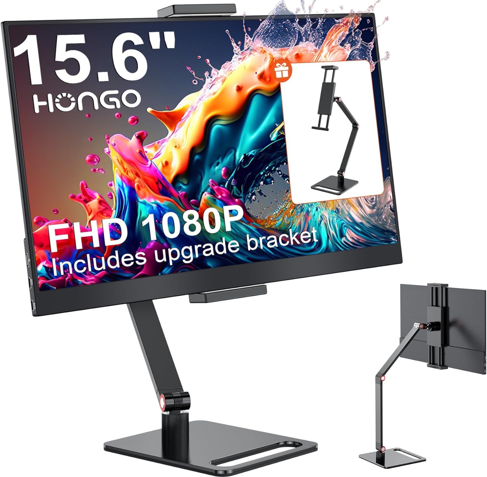 HONGO Portable Monitor with Stand 15.6”-Laptop Screen Extender 1080P FHD for USB C hdmi Portable Screen Display Vesa Compatible for Windows Mac/Android/Switch/PS5 HONGO Portable Monitor with Stand 15.6”-Laptop Screen Extender 1080P FHD for USB C hdmi Portable Screen Display Vesa Compatible for Windows Mac/Android/Switch/PS5