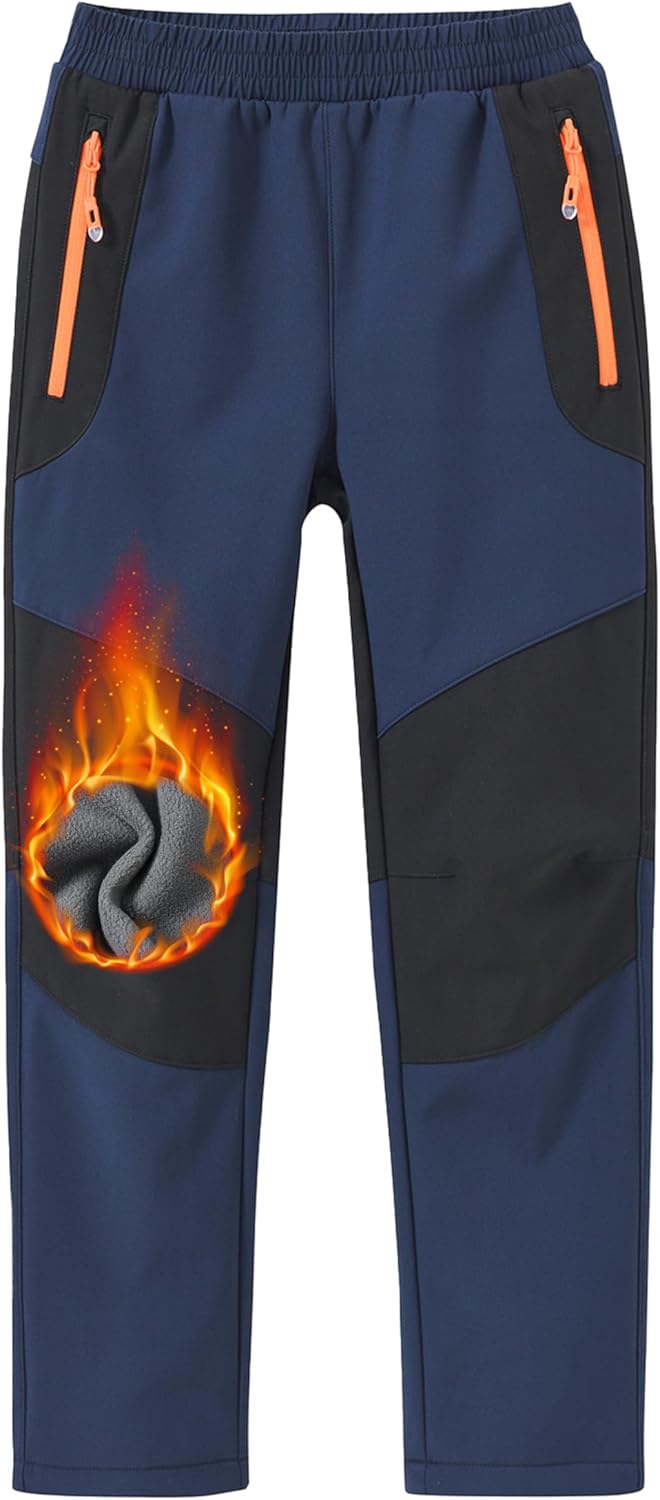MoFiz Kids Fleece Lined Hiking Snow Ski Pants Boys Waterproof Winter Warm Outdoor Pants with Zippered Pocket MoFiz Kids Fleece Lined Hiking Snow Ski Pants Boys Waterproof Winter Warm Outdoor Pants with Zippered Pocket