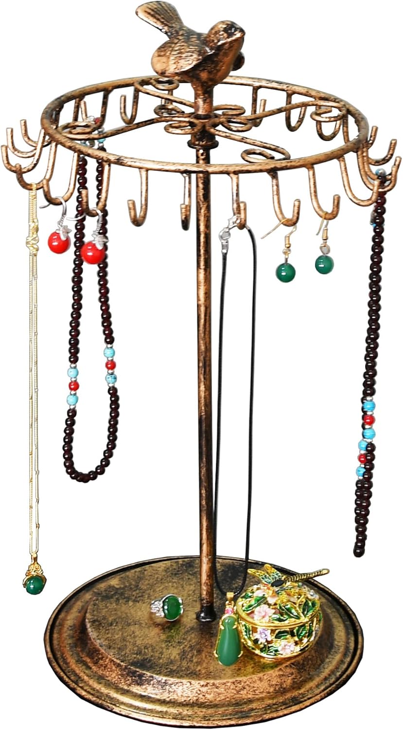 Bird Rotating Necklace Holder Bracelet Stand/Jewelry Organizer/Jewelry Tree,Bronze Bird Rotating Necklace Holder Bracelet Stand/Jewelry Organizer/Jewelry Tree,Bronze