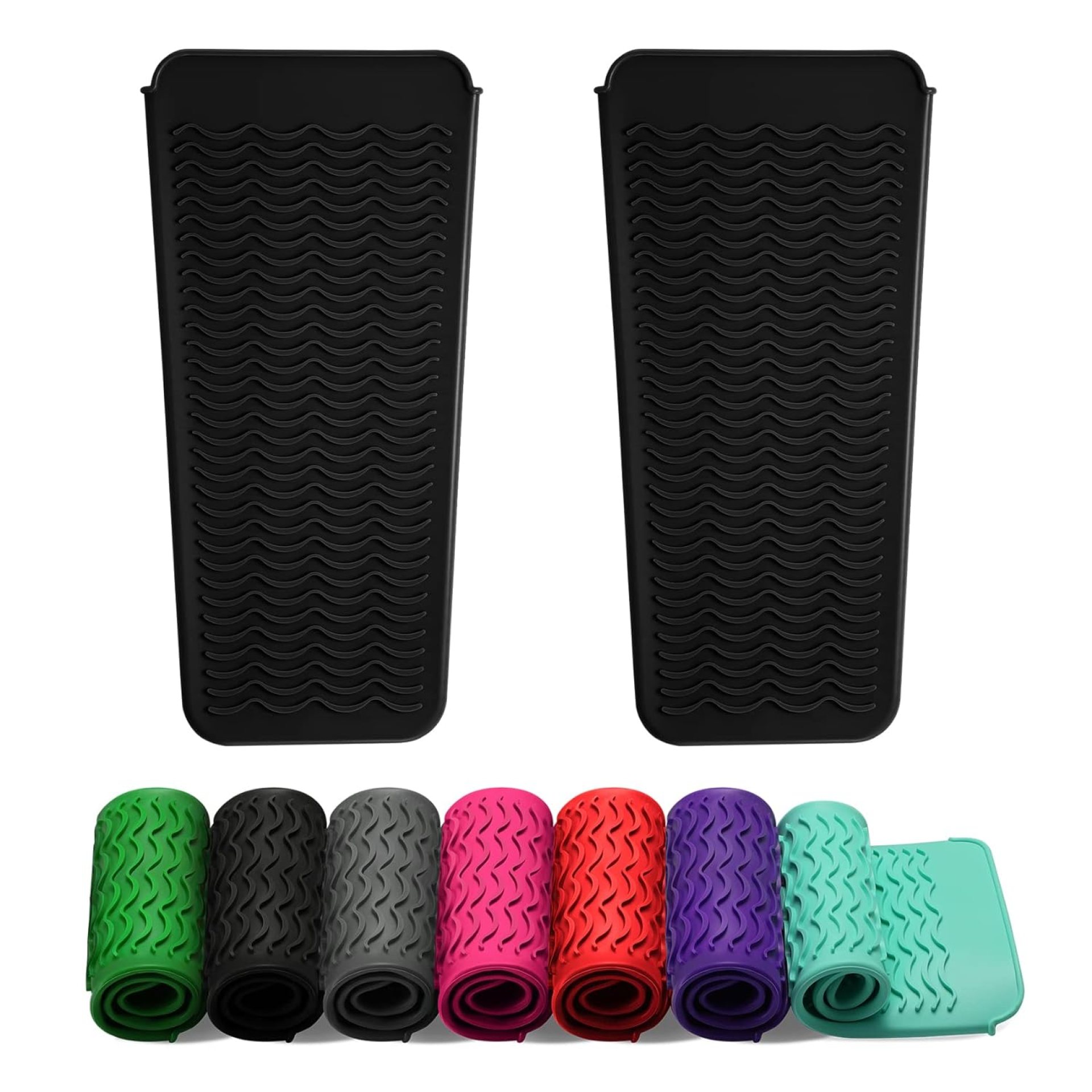 ZAXOP 2 Pack Heat Resistant Silicone Mat Pouch for Flat Iron, Curling Iron,Hair Straightener,Hair Curling Wands,Hot Hair Tools (Black&Black) ZAXOP 2 Pack Heat Resistant Silicone Mat Pouch for Flat Iron, Curling Iron,Hair Straightener,Hair Curling Wands,Hot Hair Tools (Black&Black)