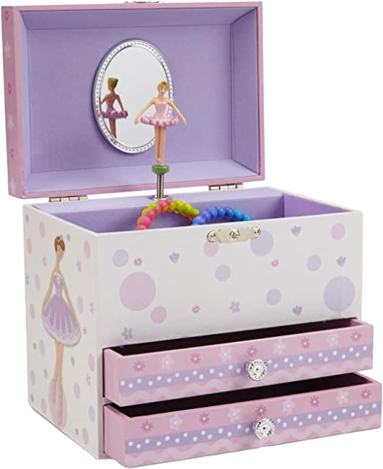 Jewelkeeper Jewelry Box for Girls with Ballerina and Music Box – Dual Drawers and Spacious Storage – Swan Lake Tune – White and Purple Jewelry Keepsake Chest – 6 x 6.75 x 5.25 Inches Jewelkeeper Jewelry Box for Girls with Ballerina and Music Box – Dual Drawers and Spacious Storage – Swan Lake Tune – White and Purple Jewelry Keepsake Chest – 6 x 6.75 x 5.25 Inches