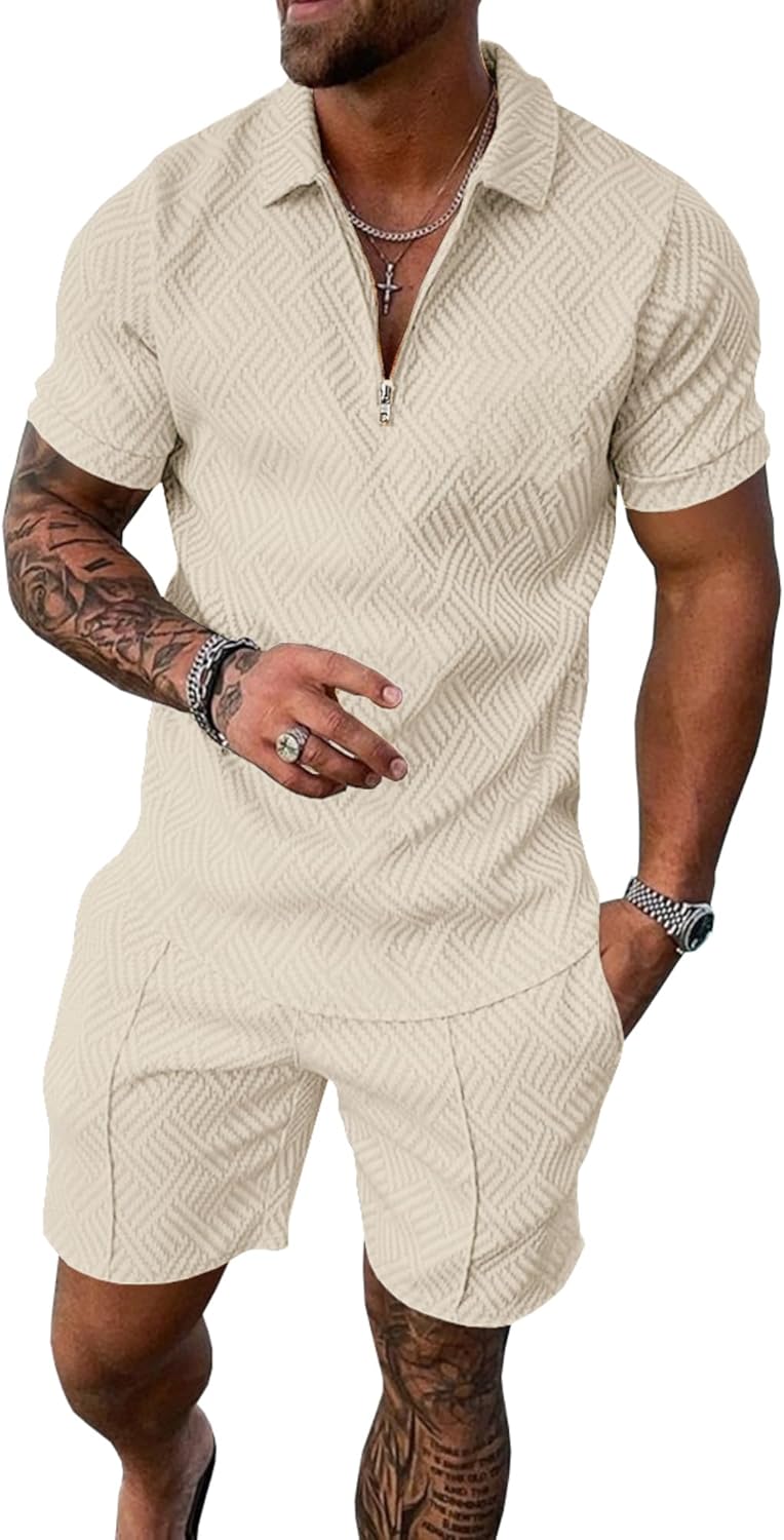 UOUA Mens Summer Track Suits 2 Piece Shorts Sets Short Sleeve Sweatsuit Outfits 1/4 Zip Golf Polo Shirts Loungewear UOUA Mens Summer Track Suits 2 Piece Shorts Sets Short Sleeve Sweatsuit Outfits 1/4 Zip Golf Polo Shirts Loungewear