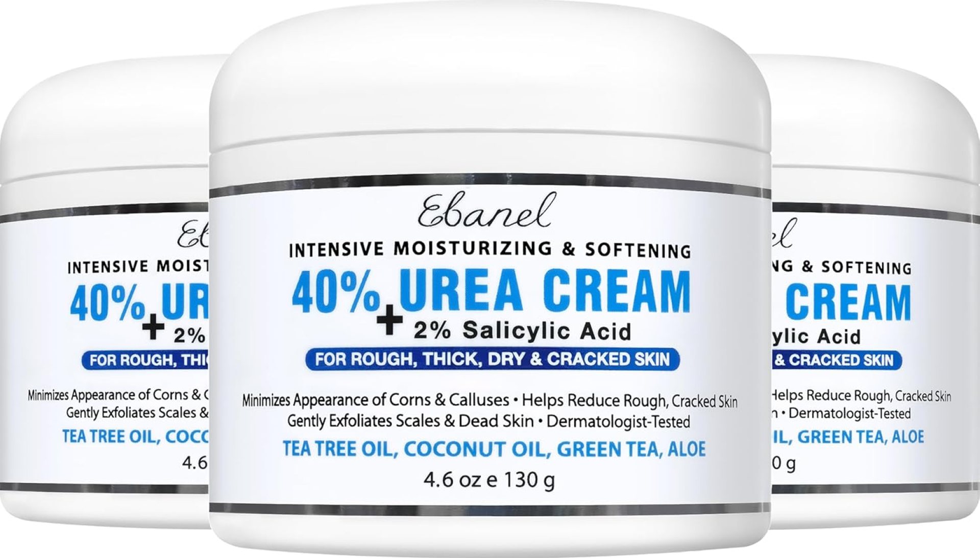 Ebanel Urea Cream 40% plus Salicylic Acid 2%, Foot Cream for Dry Cracked Heels Feet Knees Elbows Hands, Foot Dead Skin Cuticle Callus Remover Toenail Softener, Keratolytic Skin Barrier Repair, 3-Pack Ebanel Urea Cream 40% plus Salicylic Acid 2%, Foot Cream for Dry Cracked Heels Feet Knees Elbows Hands, Foot Dead Skin Cuticle Callus Remover Toenail Softener, Keratolytic Skin Barrier Repair, 3-Pack
