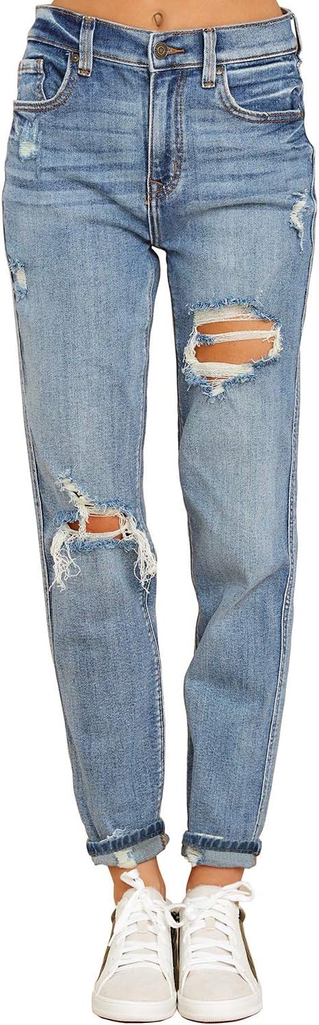 luvamia Boyfriend Jeans for Women Stretch High Waisted Ripped Distressed Mom Jeans Slim Denim Pants luvamia Boyfriend Jeans for Women Stretch High Waisted Ripped Distressed Mom Jeans Slim Denim Pants