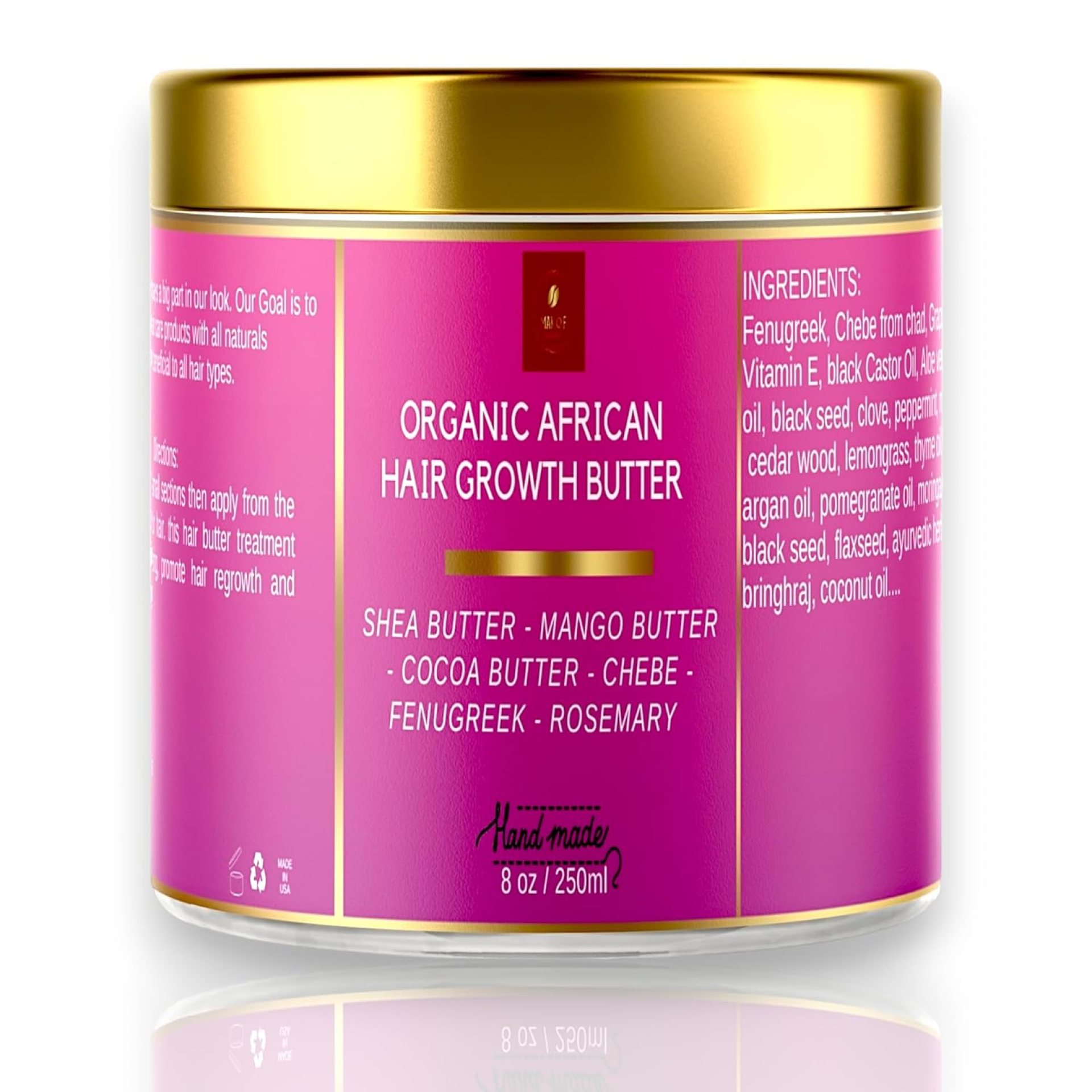 Chebe Hair Growth and Thickening Butter – Ayurvedic Deep Conditioner with Shea, Cocoa, Mango Butter, Fenugreek, and Rosemary for All Hair Types, 8 oz Chebe Hair Growth and Thickening Butter – Ayurvedic Deep Conditioner with Shea, Cocoa, Mango Butter, Fenugreek, and Rosemary for All Hair Types, 8 oz