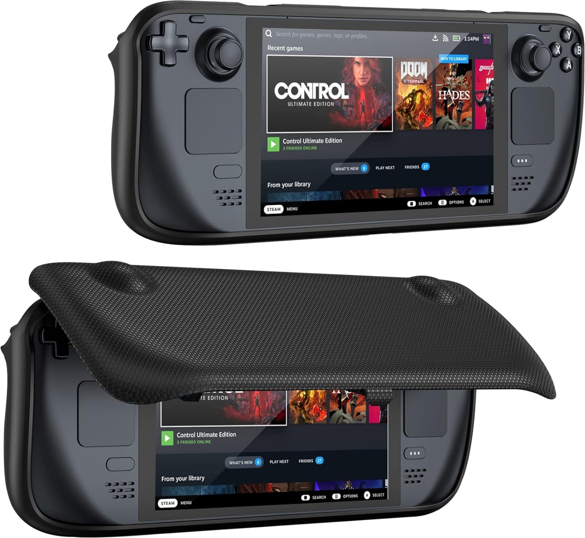 ProCase Upgraded Flip Case for Steam Deck/Steam Deck OLED with Front Cover 2023, Protective Case with Magnetically Detachable Front Shell Cover Accessories -Black ProCase Upgraded Flip Case for Steam Deck/Steam Deck OLED with Front Cover 2023, Protective Case with Magnetically Detachable Front Shell Cover Accessories -Black