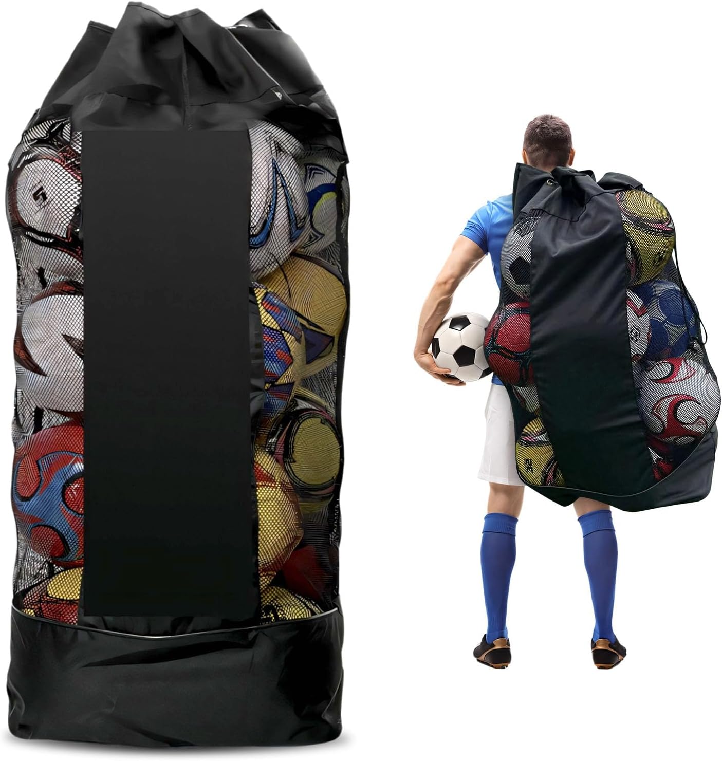 Large Sports Ball Bag, Shoulder Sport Equipment Storage Bag Adjustable Mesh Socce Ball Bag Team Work Outdoor Organizer for Basketball, Volleyball Large Sports Ball Bag, Shoulder Sport Equipment Storage Bag Adjustable Mesh Socce Ball Bag Team Work Outdoor Organizer for Basketball, Volleyball