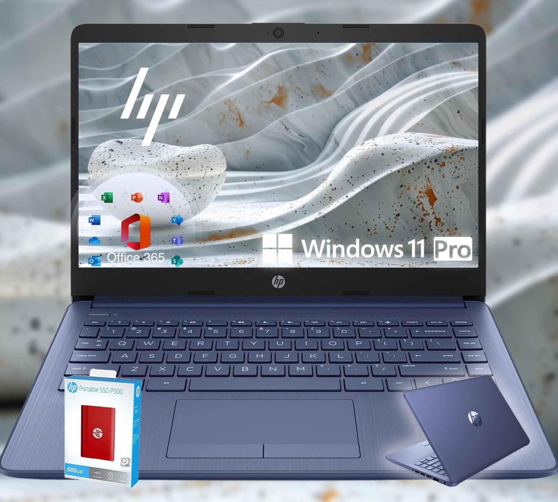 HP 14 Ultrabook • Intel 4-Core CPU • Back to School Limited Edition with Microsoft 365 • 8GB RAM • 1600GB Storage (64GB OnBoard withHP 512GB P500 Portable SSD + 1TB OneDrive) • Win 11 Pro • Royal Blue HP 14 Ultrabook • Intel 4-Core CPU • Back to School Limited Edition with Microsoft 365 • 8GB RAM • 1600GB Storage (64GB OnBoard withHP 512GB P500 Portable SSD + 1TB OneDrive) • Win 11 Pro • Royal Blue