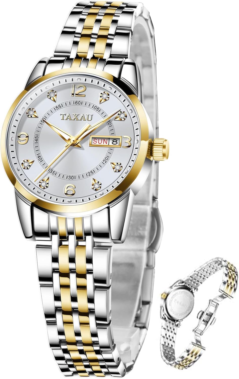 Womens Watch Fashion Dress Waterproof Silver Watches for Women Casual Easy Read Quartz Analog Women’s Watch Two Tone Stainless Steel Ladies Watches with Day Date Womens Watch Fashion Dress Waterproof Silver Watches for Women Casual Easy Read Quartz Analog Women’s Watch Two Tone Stainless Steel Ladies Watches with Day Date