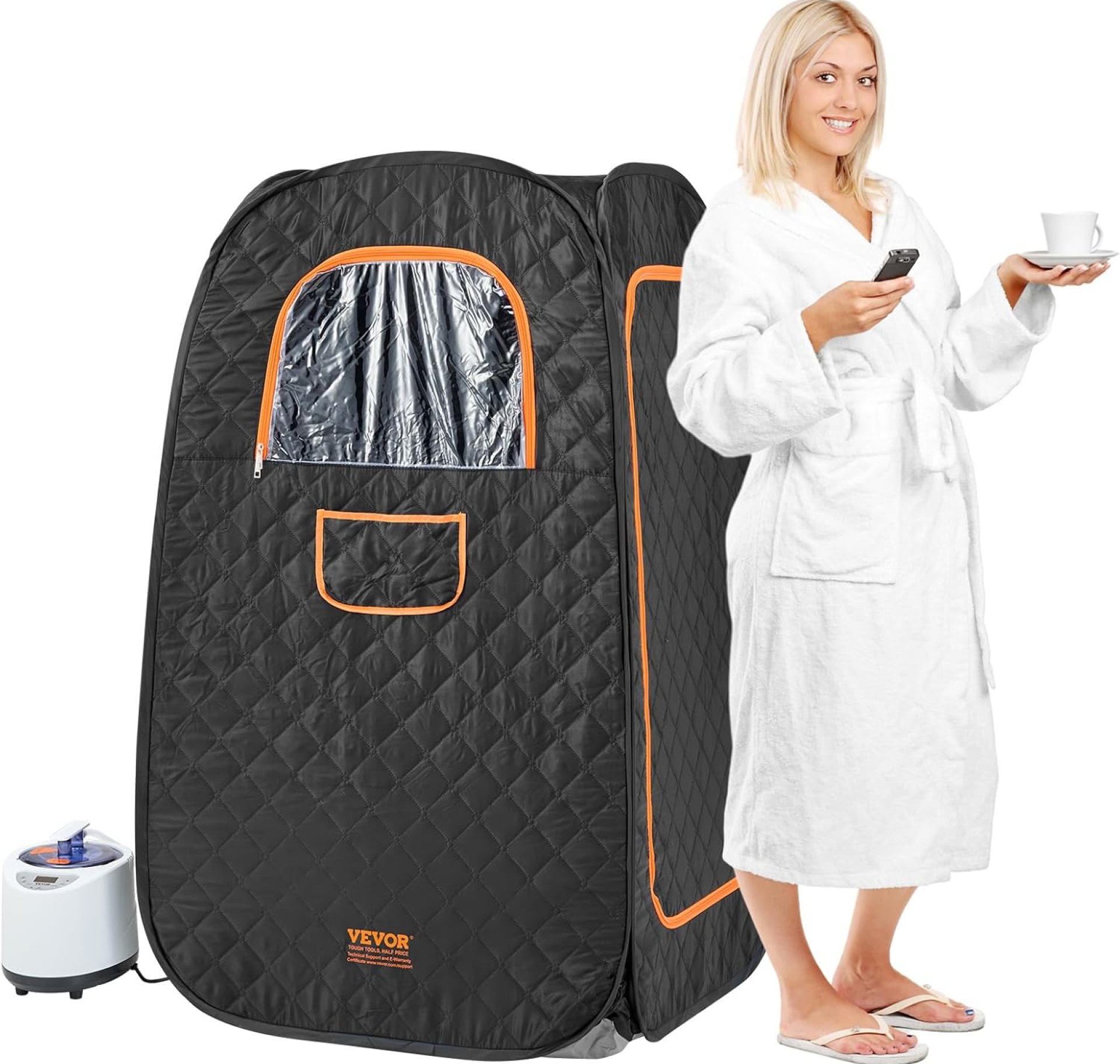 VEVOR Compact Portable Steam Sauna Tent, 1200W Sauna with Chair & Storage Bag, Home Sauna Tent for Detox Relaxation, Time & Temperature Remote Control Personal Sauna for Home, 2.6’x 2.6’x 4.3’ VEVOR Compact Portable Steam Sauna Tent, 1200W Sauna with Chair & Storage Bag, Home Sauna Tent for Detox Relaxation, Time & Temperature Remote Control Personal Sauna for Home, 2.6’x 2.6’x 4.3’
