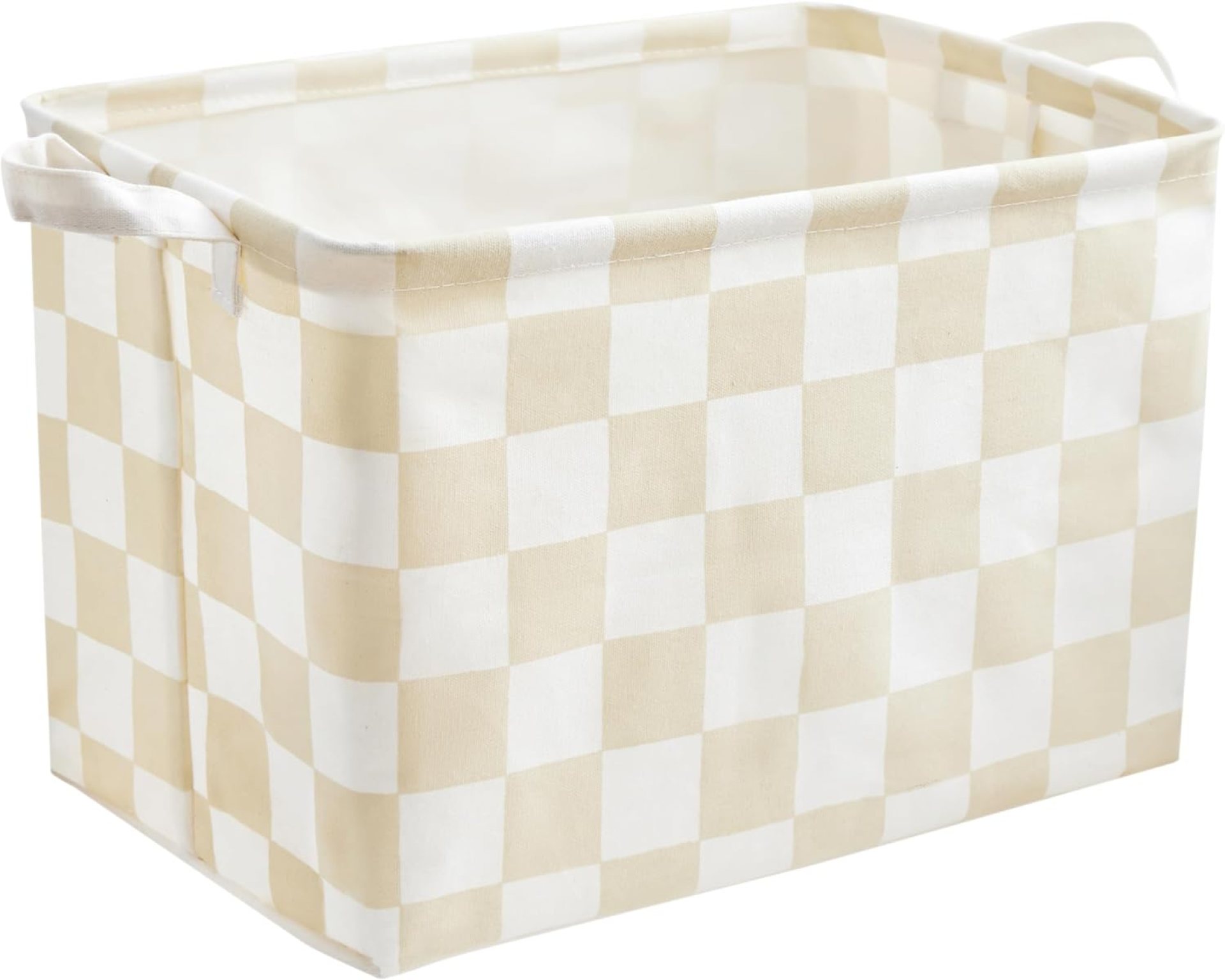 Beige White Checkered Canvas Basket, Rectangular Organizing Decorative Storage Basket for Kids Dog Toy, Cute Aesthetic Checkered Room Decor for Home, Kitchen, Bedroom, Classroom, Shelves Beige White Checkered Canvas Basket, Rectangular Organizing Decorative Storage Basket for Kids Dog Toy, Cute Aesthetic Checkered Room Decor for Home, Kitchen, Bedroom, Classroom, Shelves