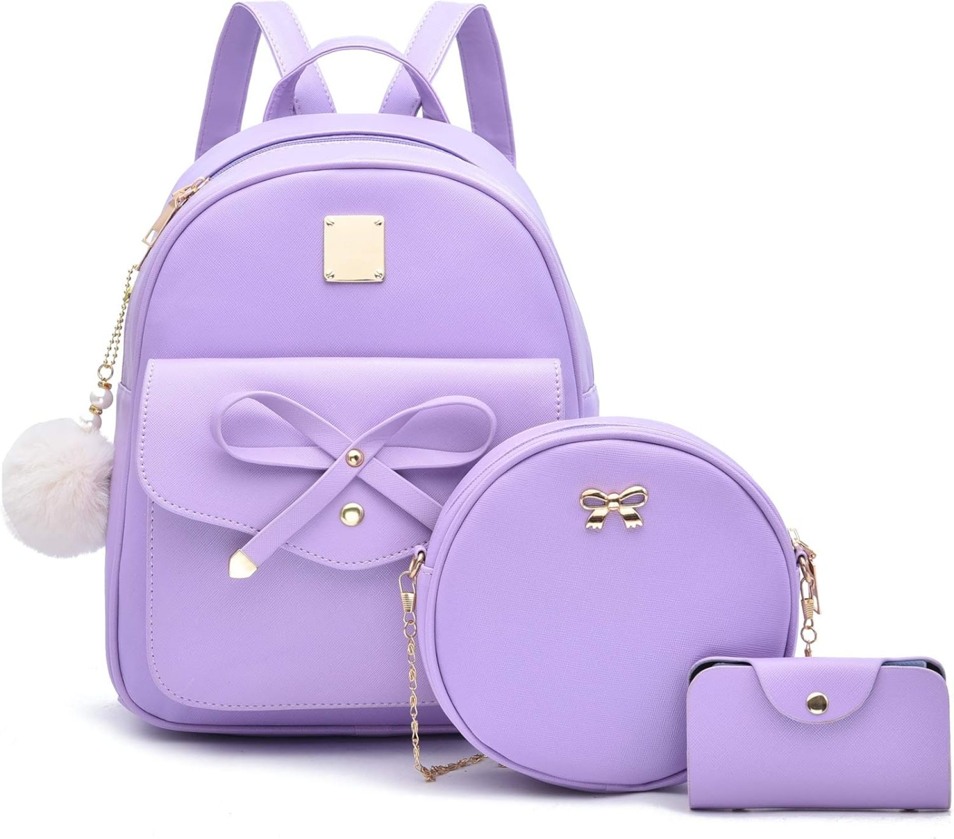 I IHAYNER Girls Bowknot 3-Pieces Fahsion Leather Backpack Backpack Purse for Women Rucksack for Ladies Shoulder Bag I IHAYNER Girls Bowknot 3-Pieces Fahsion Leather Backpack Backpack Purse for Women Rucksack for Ladies Shoulder Bag