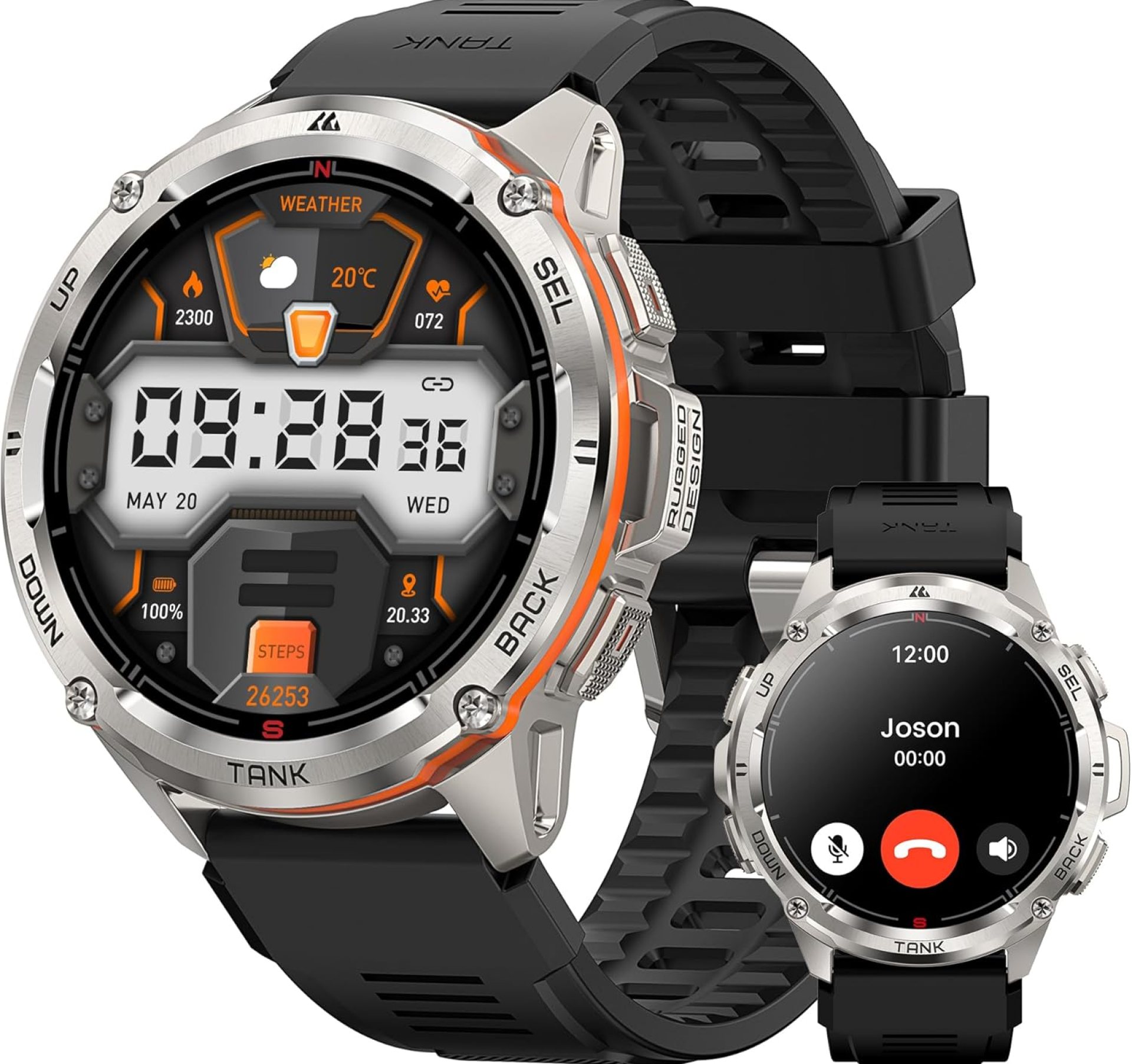 KOSPET Tank T3 Ultra Smart Watch GPS for Men, 5ATM Waterproof, Pressure&Altitude&Compass, Extra-Large Battery, Full Metal Body Rugged Military Smartwatch Bluetooth Calling-1.43” AMOLED Display KOSPET Tank T3 Ultra Smart Watch GPS for Men, 5ATM Waterproof, Pressure&Altitude&Compass, Extra-Large Battery, Full Metal Body Rugged Military Smartwatch Bluetooth Calling-1.43” AMOLED Display