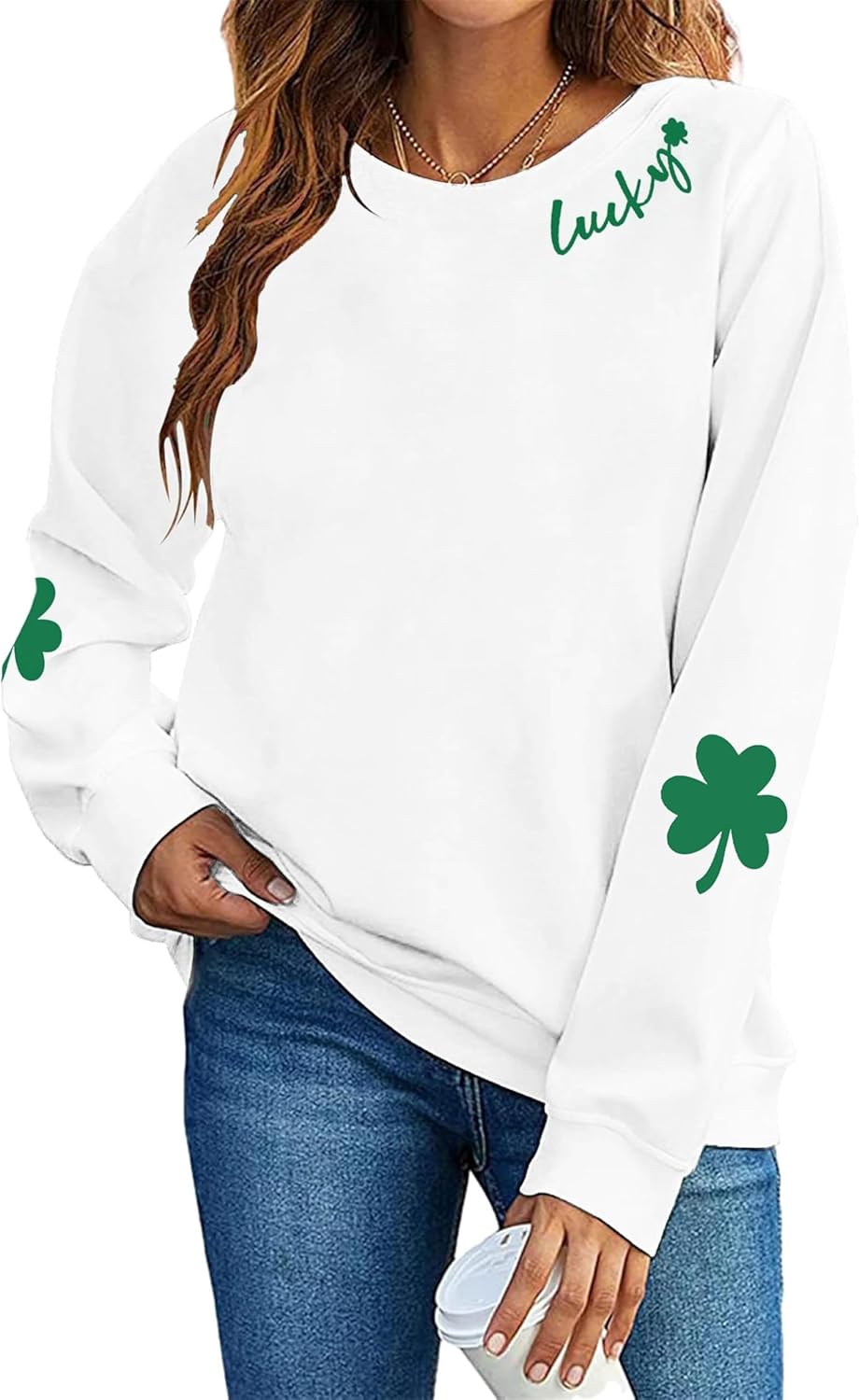 VILOVE Women St Patricks Day Sweatshirts Lucky Clover Sweater Irish Shamrock Pullover Long Sleeve Graphic Tops VILOVE Women St Patricks Day Sweatshirts Lucky Clover Sweater Irish Shamrock Pullover Long Sleeve Graphic Tops