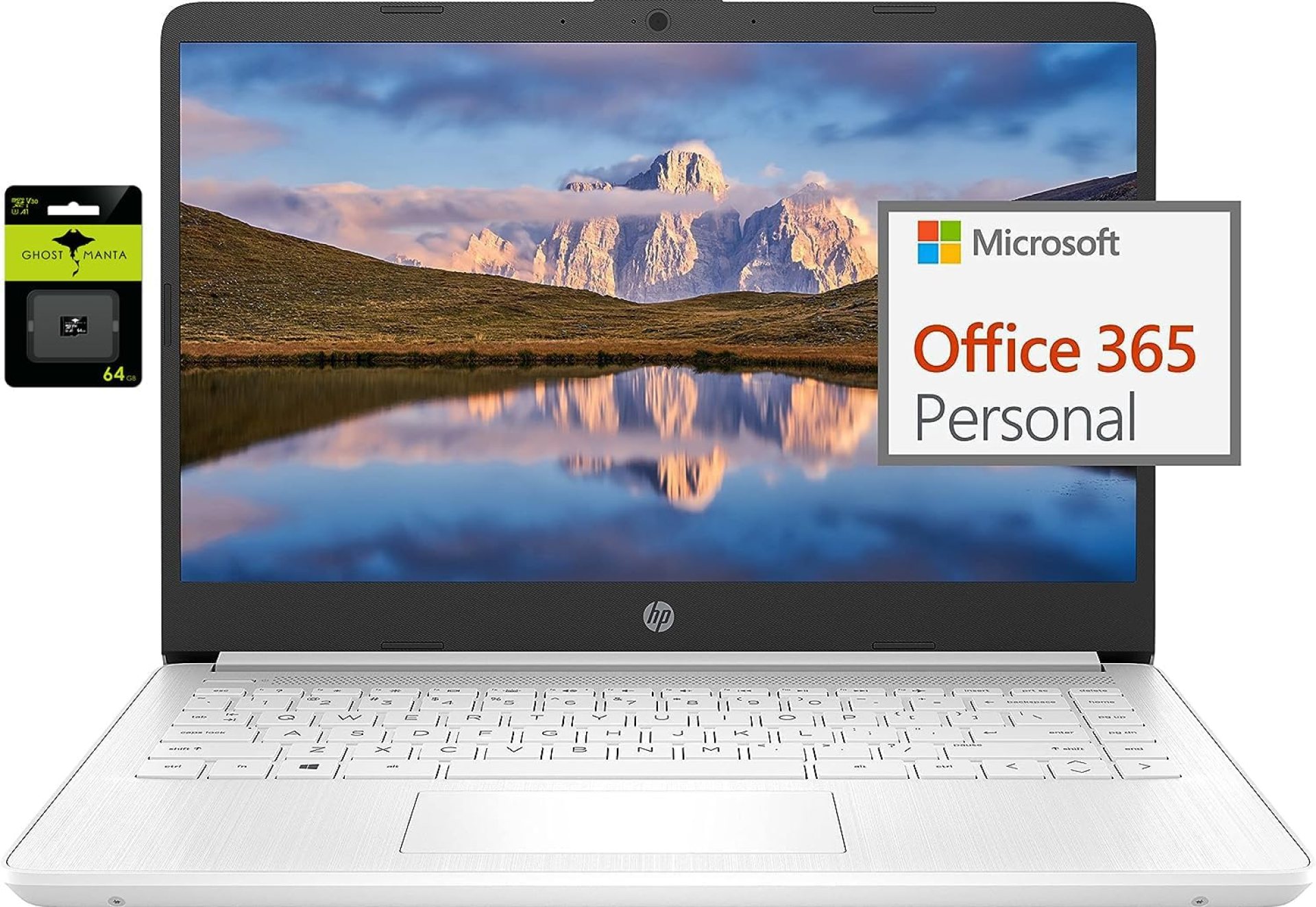 HP 14″ Ultral Light Laptop for Students and Business, Intel Quad-Core N4120, 8GB RAM, 128GB Storage(64GB eMMC+64GB Ghost Manta SD Card), 1 Year Office 365, Webcam, HDMI, WiFi, USB-A&C, Win 11 S HP 14″ Ultral Light Laptop for Students and Business, Intel Quad-Core N4120, 8GB RAM, 128GB Storage(64GB eMMC+64GB Ghost Manta SD Card), 1 Year Office 365, Webcam, HDMI, WiFi, USB-A&C, Win 11 S
