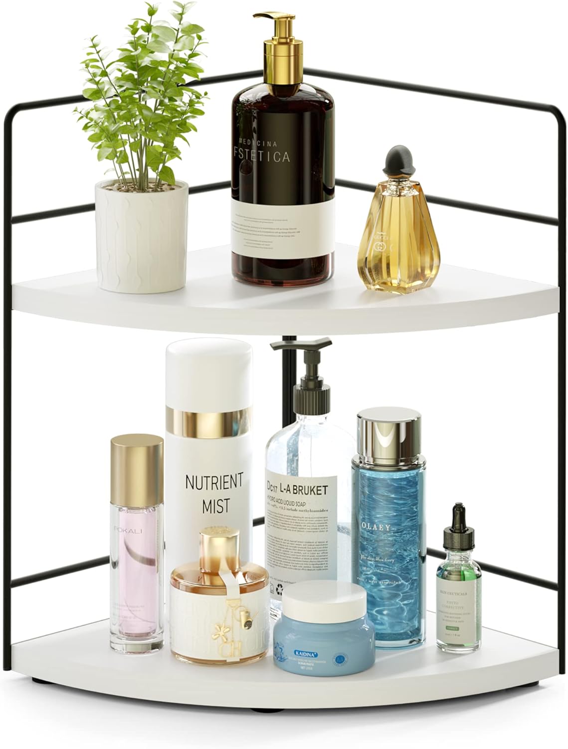 ZGO 2-Tier Bathroom Counter Organizer, Corner Skincare Organizers, Bathroom Organizer Countertop, Makeup Organizer for Vanity Storage, Bathroom Counter Storage(White) ZGO 2-Tier Bathroom Counter Organizer, Corner Skincare Organizers, Bathroom Organizer Countertop, Makeup Organizer for Vanity Storage, Bathroom Counter Storage(White)