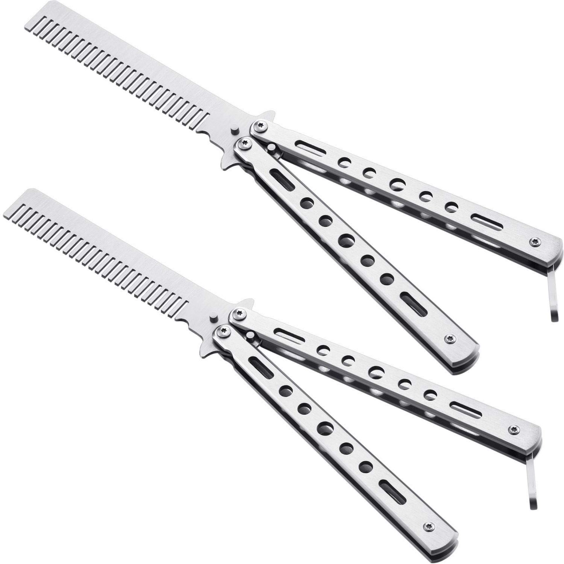 2 Pieces Combs Stainless Steel Folding Practice Combs Hair Styling Tools for Sport Outdoor Use (Silver) 2 Pieces Combs Stainless Steel Folding Practice Combs Hair Styling Tools for Sport Outdoor Use (Silver)