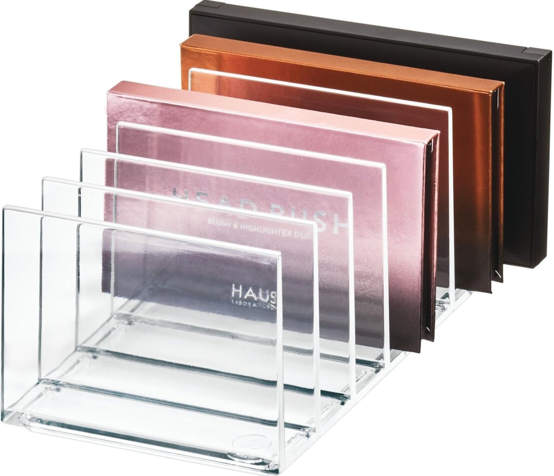 iDesign The Sarah Tanno Collection Plastic Cosmetics and Makeup Palette Organizer, 7-Compartment, Clear, 20.3 cm × 10.1 cm × 7.6 cm iDesign The Sarah Tanno Collection Plastic Cosmetics and Makeup Palette Organizer, 7-Compartment, Clear, 20.3 cm × 10.1 cm × 7.6 cm