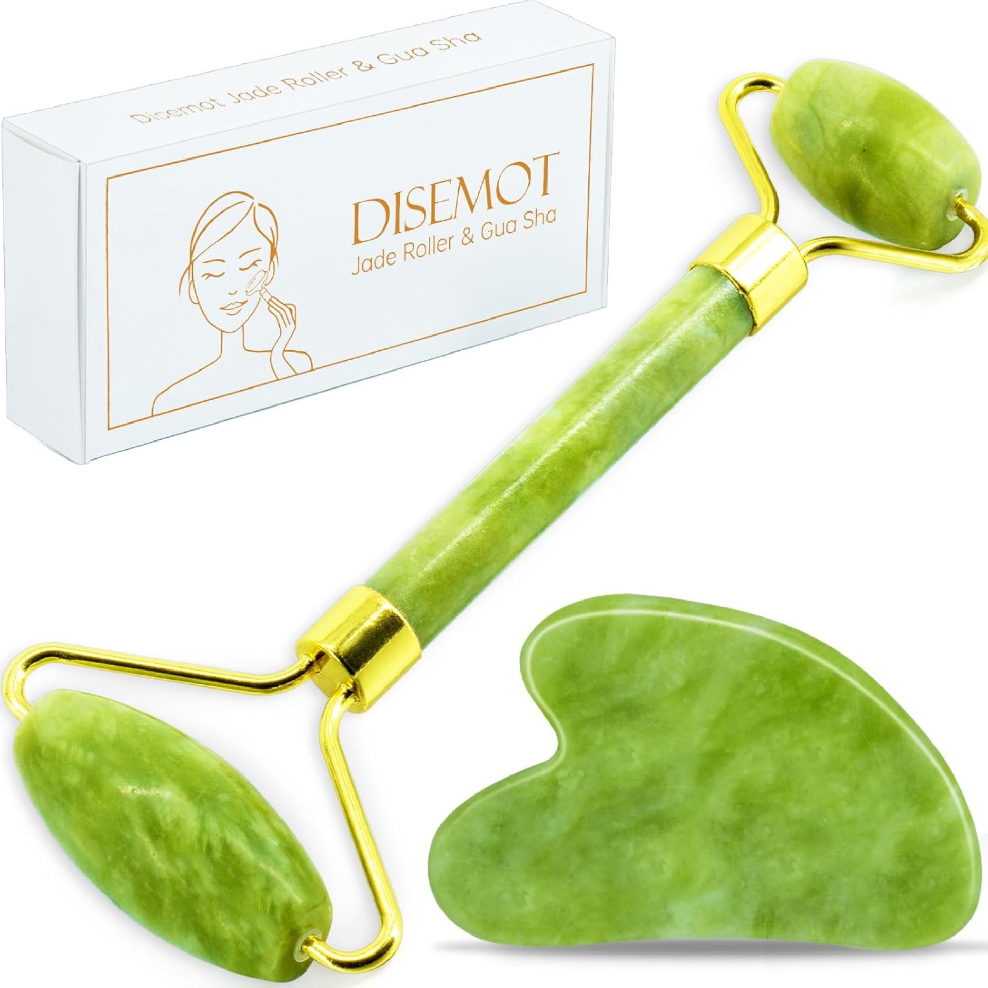Jade Roller & Gua Sha Facial Tools, Natural Anti-Aging Jade Beauty Skin-Care Tool Face Roller to Rejuvenate Facial Skin Cooling, Slimming & Firming, Great as Stocking Stuffers Jade Roller & Gua Sha Facial Tools, Natural Anti-Aging Jade Beauty Skin-Care Tool Face Roller to Rejuvenate Facial Skin Cooling, Slimming & Firming, Great as Stocking Stuffers