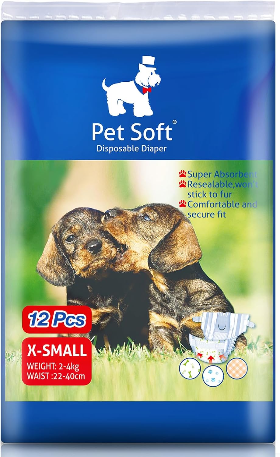 Pet Soft Dog Diapers Female – Disposable Puppy Diapers, Cat Diaper 12pcs XSmall Pet Soft Dog Diapers Female – Disposable Puppy Diapers, Cat Diaper 12pcs XSmall