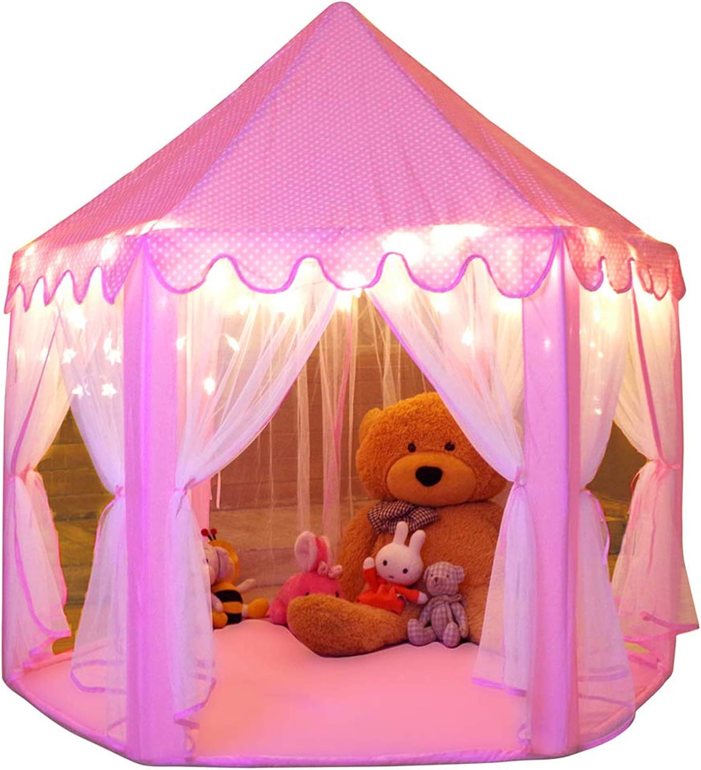 Monobeach Princess Tent Girls Large Playhouse Kids Castle Play Tent with Star Lights Toy for Children Indoor and Outdoor Games, 55” x 53” (DxH) Monobeach Princess Tent Girls Large Playhouse Kids Castle Play Tent with Star Lights Toy for Children Indoor and Outdoor Games, 55” x 53” (DxH)
