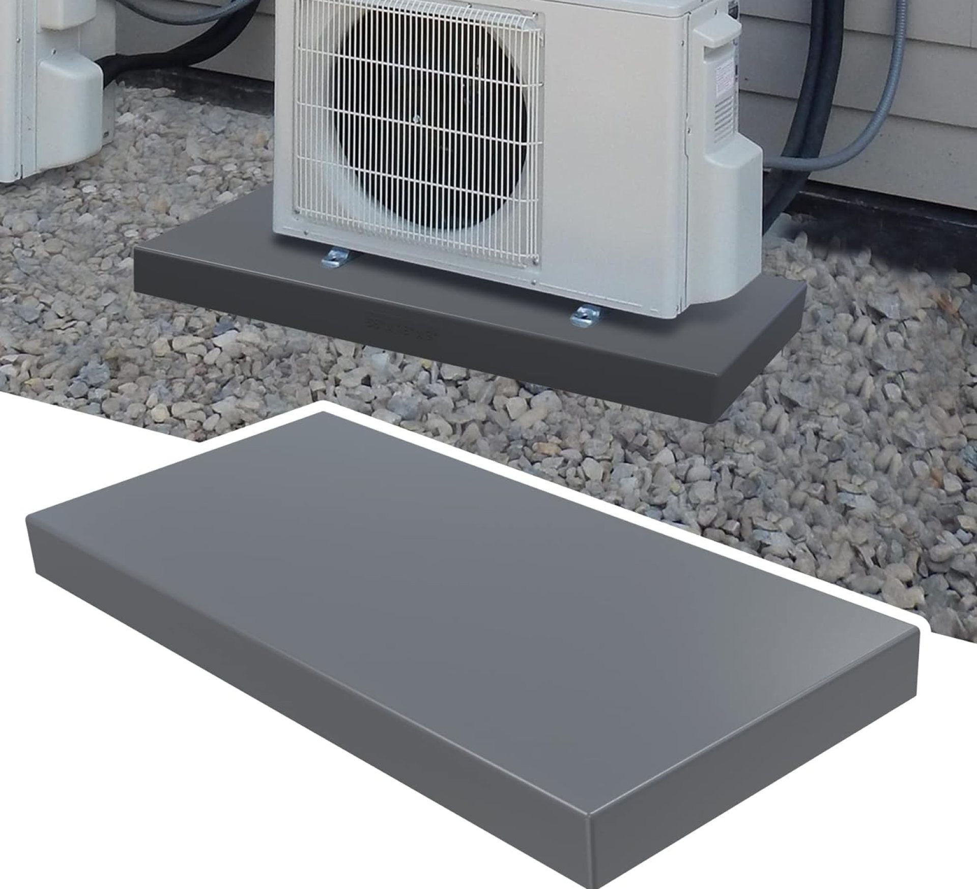 Mini Split Pad for Air Conditioner Heat Pump Systems, Equipment Pad Ground Leveling Support Base for Outdoor Condenser Units, 38″ x 18″ x 3″ Mini Split Pad for Air Conditioner Heat Pump Systems, Equipment Pad Ground Leveling Support Base for Outdoor Condenser Units, 38″ x 18″ x 3″
