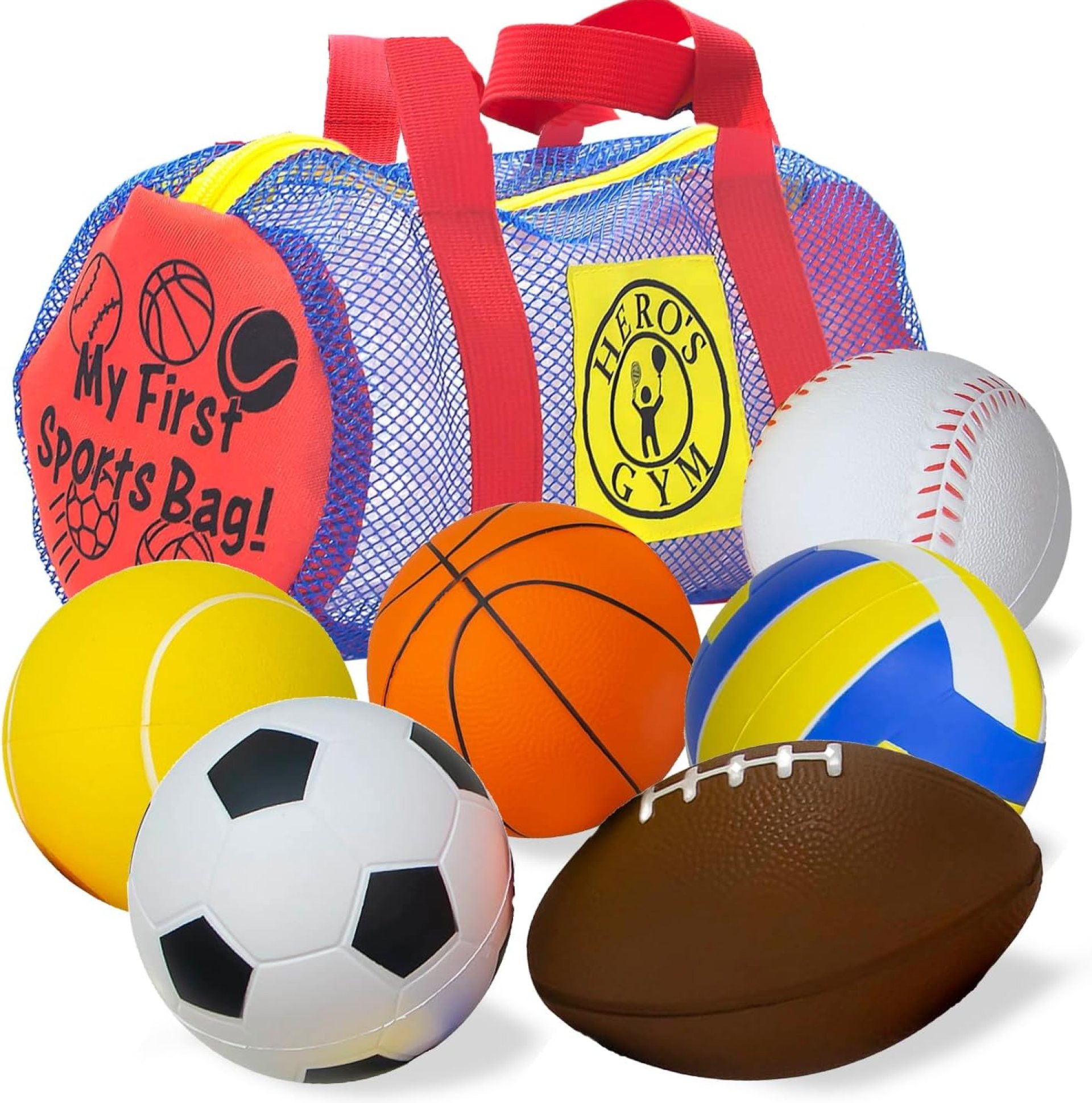 My First Sports Bag! 6-Pack of 3.5 inch Foam Balls with Gym Bag, Kids and Toddlers 3+, Toddler Sports Balls My First Sports Bag! 6-Pack of 3.5 inch Foam Balls with Gym Bag, Kids and Toddlers 3+, Toddler Sports Balls