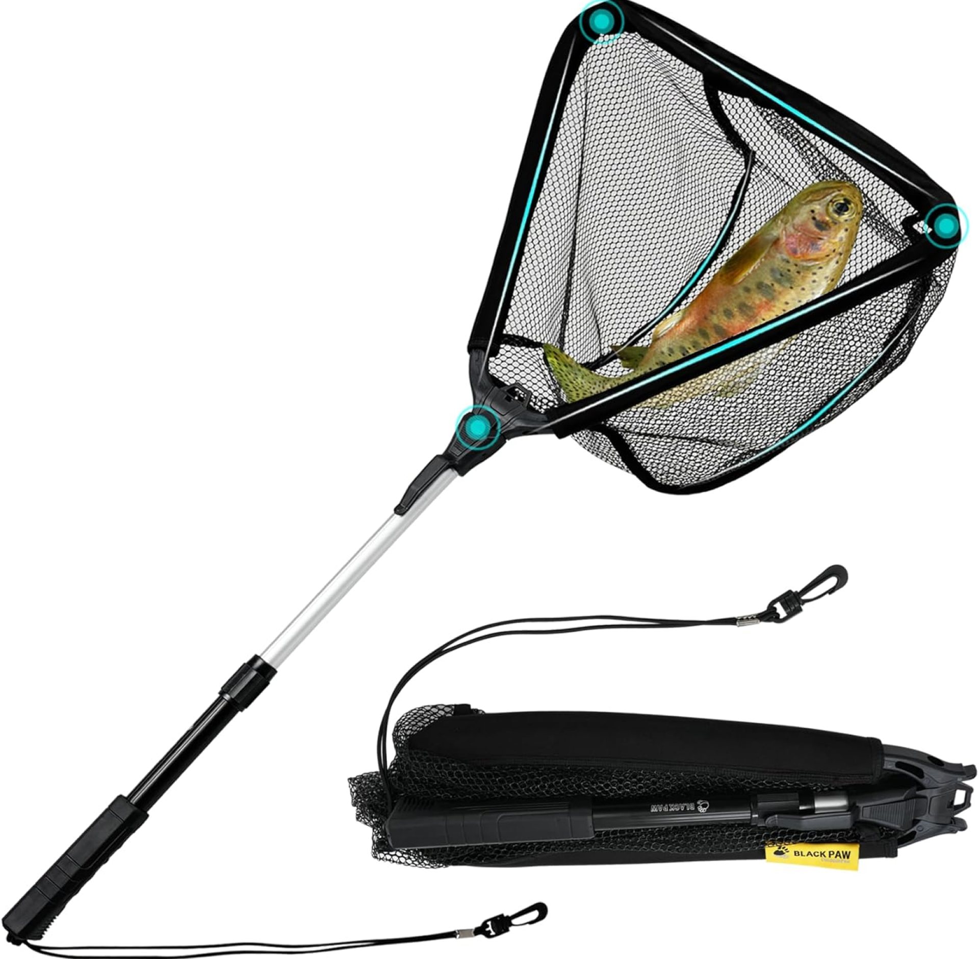 Black Paw Floating Fishing Net Foldable Telescopic Fish Landing Net Rubber Coated Fishing Net for Kayak, Fly, Trout, Fishing Net Freshwater Saltwater Black Paw Floating Fishing Net Foldable Telescopic Fish Landing Net Rubber Coated Fishing Net for Kayak, Fly, Trout, Fishing Net Freshwater Saltwater